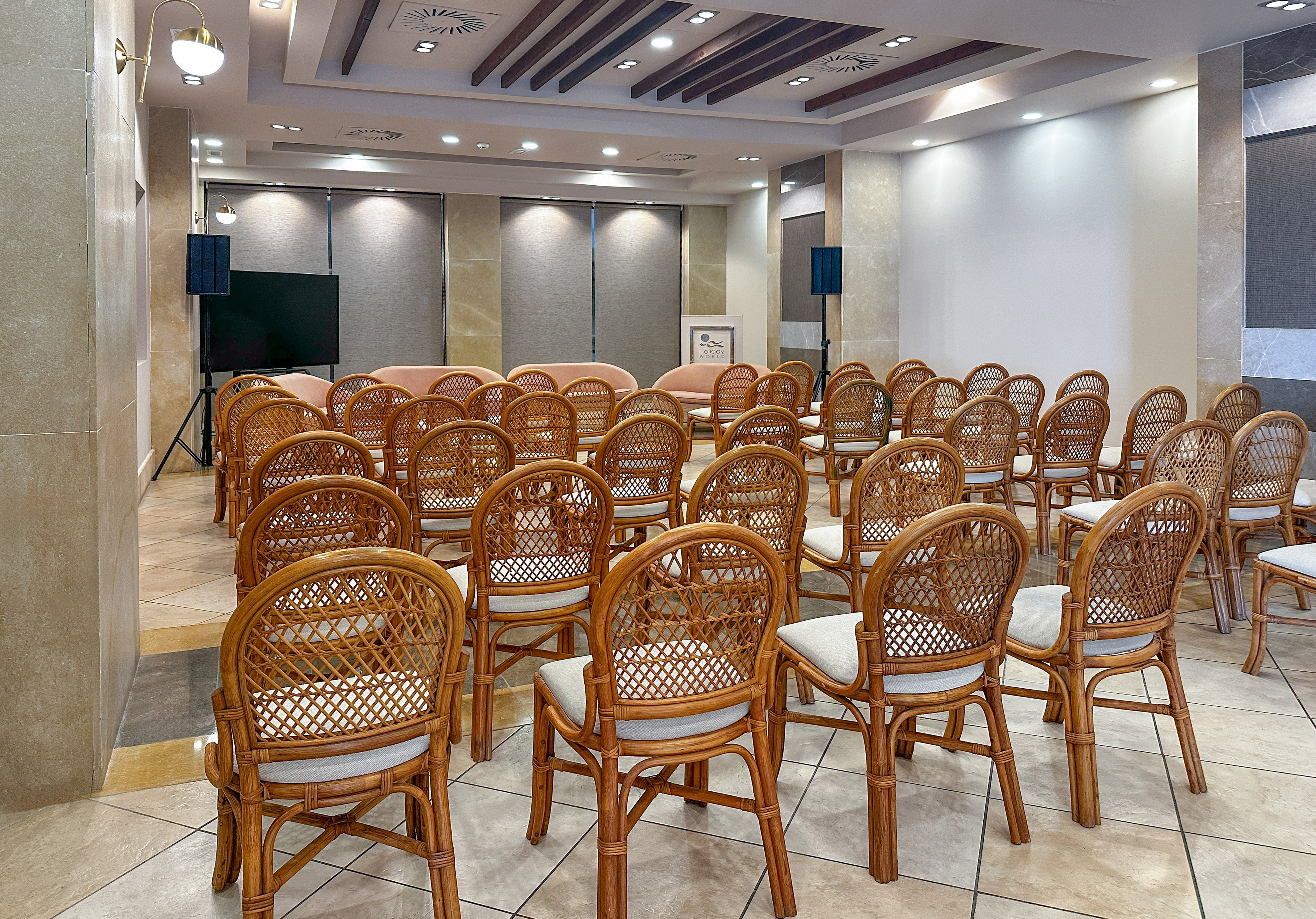 a room with many chairs