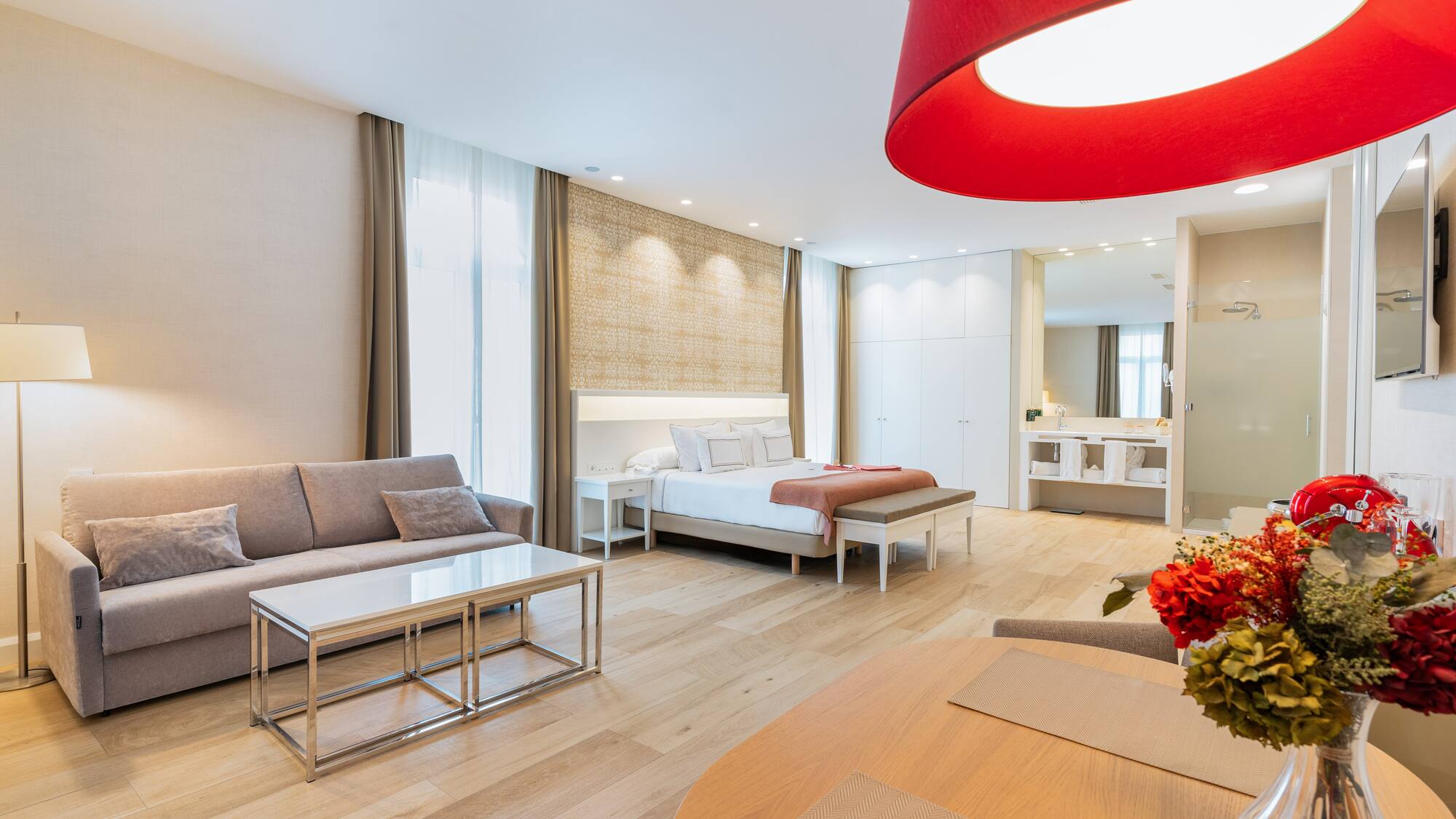 a room with a bed and a couch