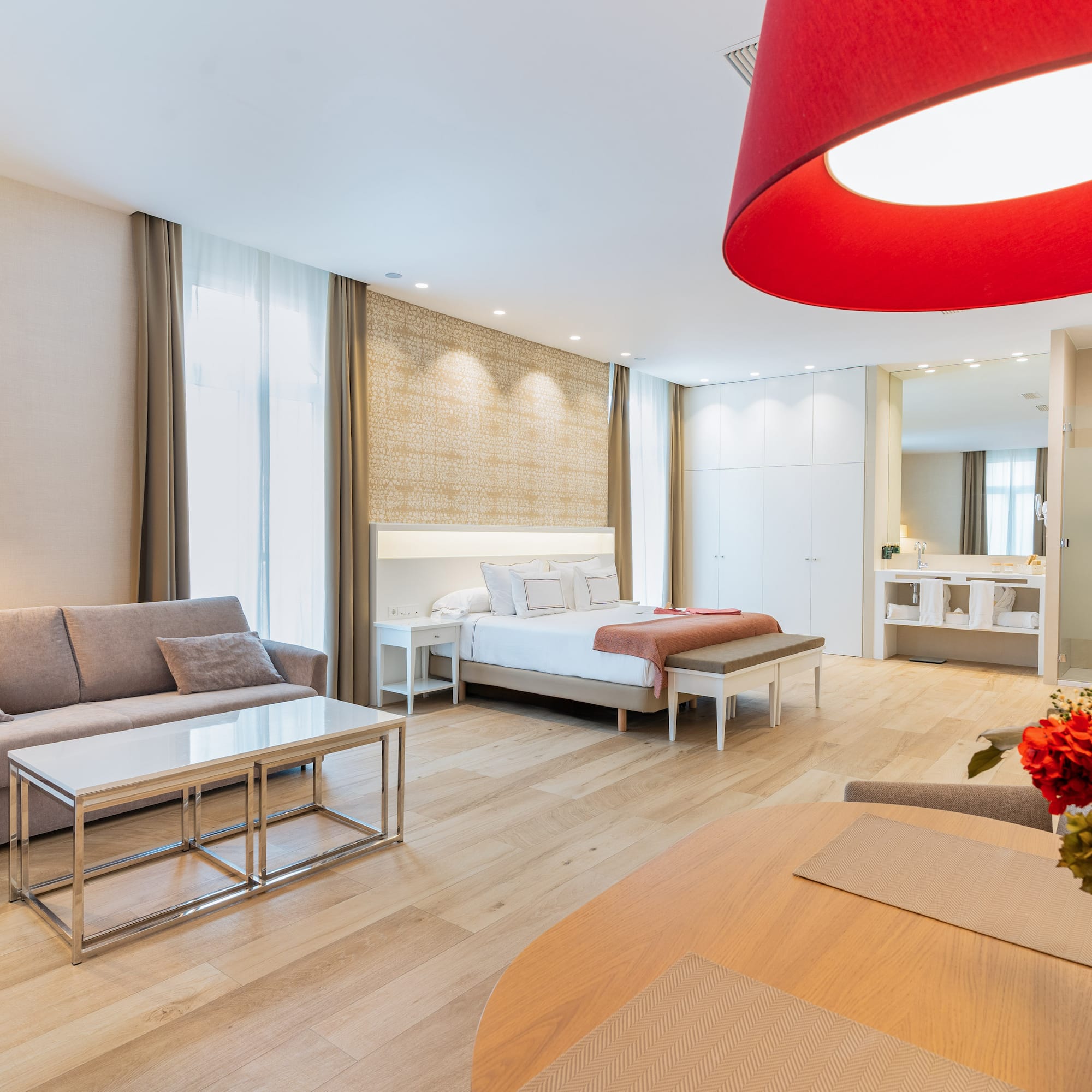 a room with a bed and a couch