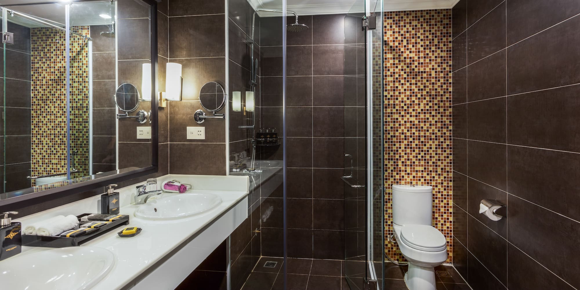 a bathroom with a shower and sink