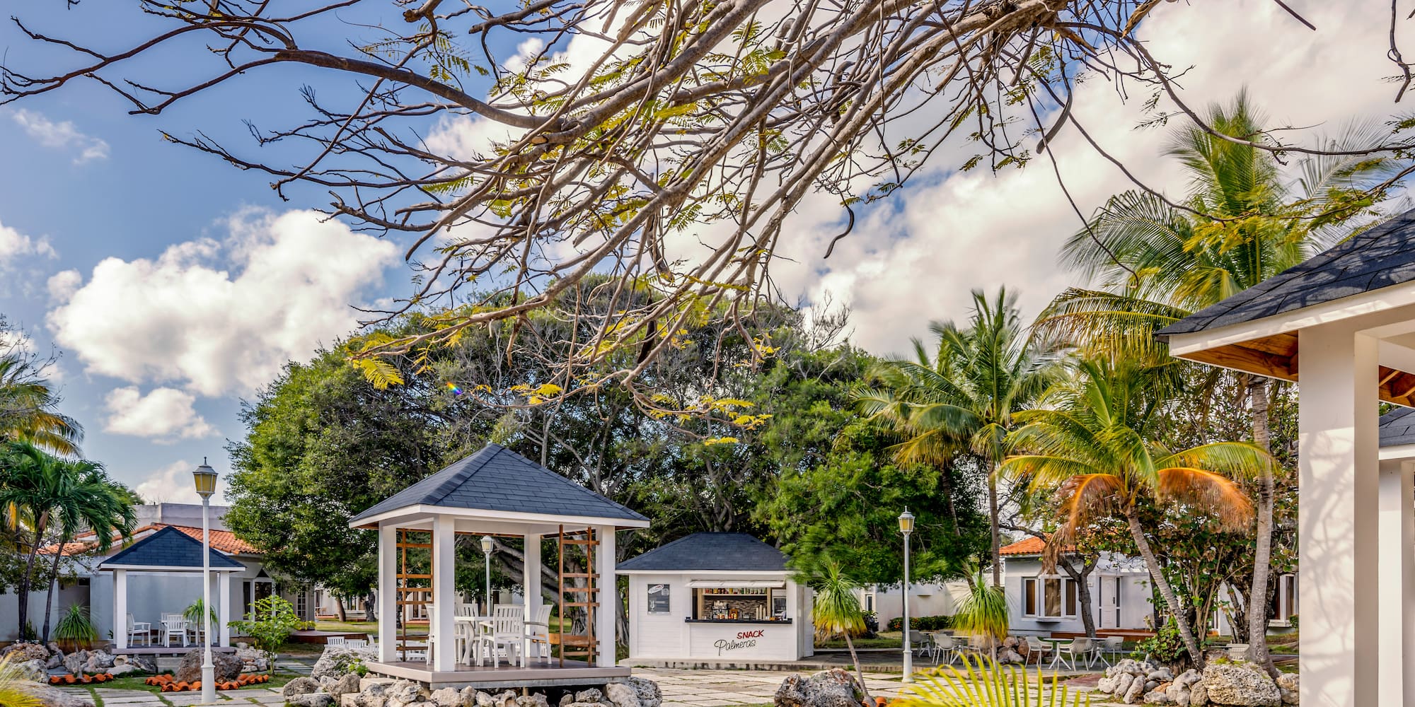 a gazebo in a courtyard