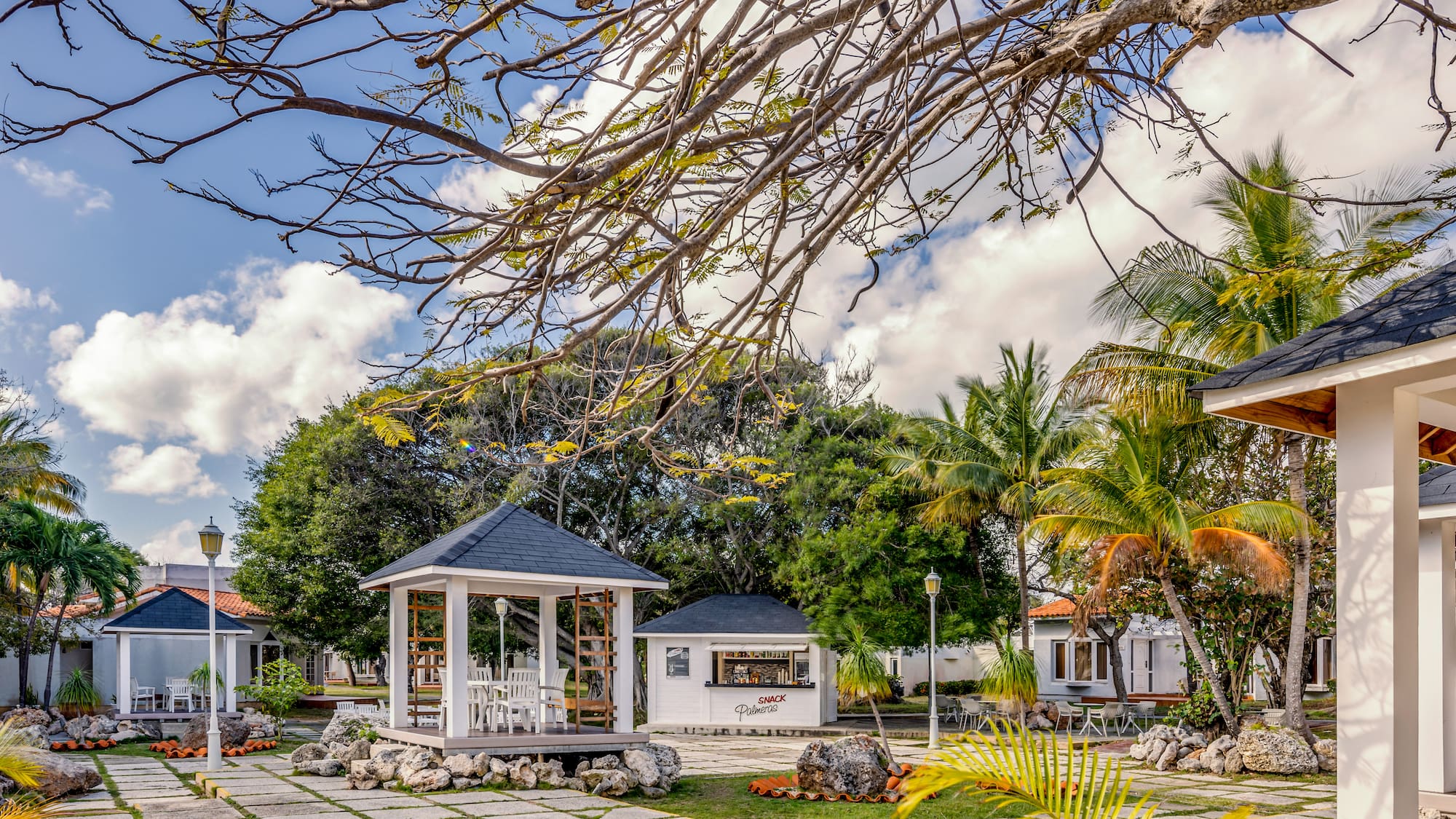 a gazebo in a courtyard