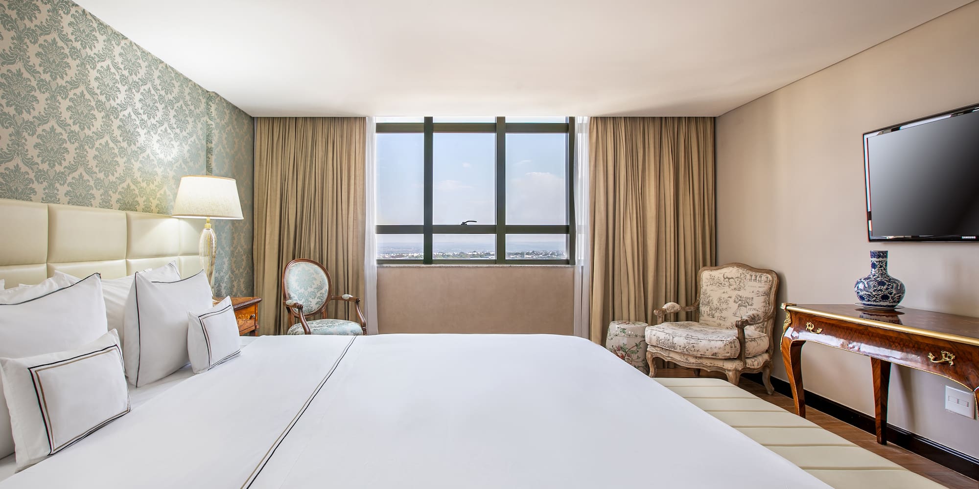 a large bed in a room