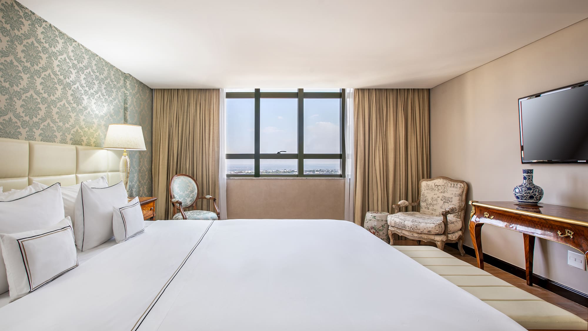 a large bed in a room