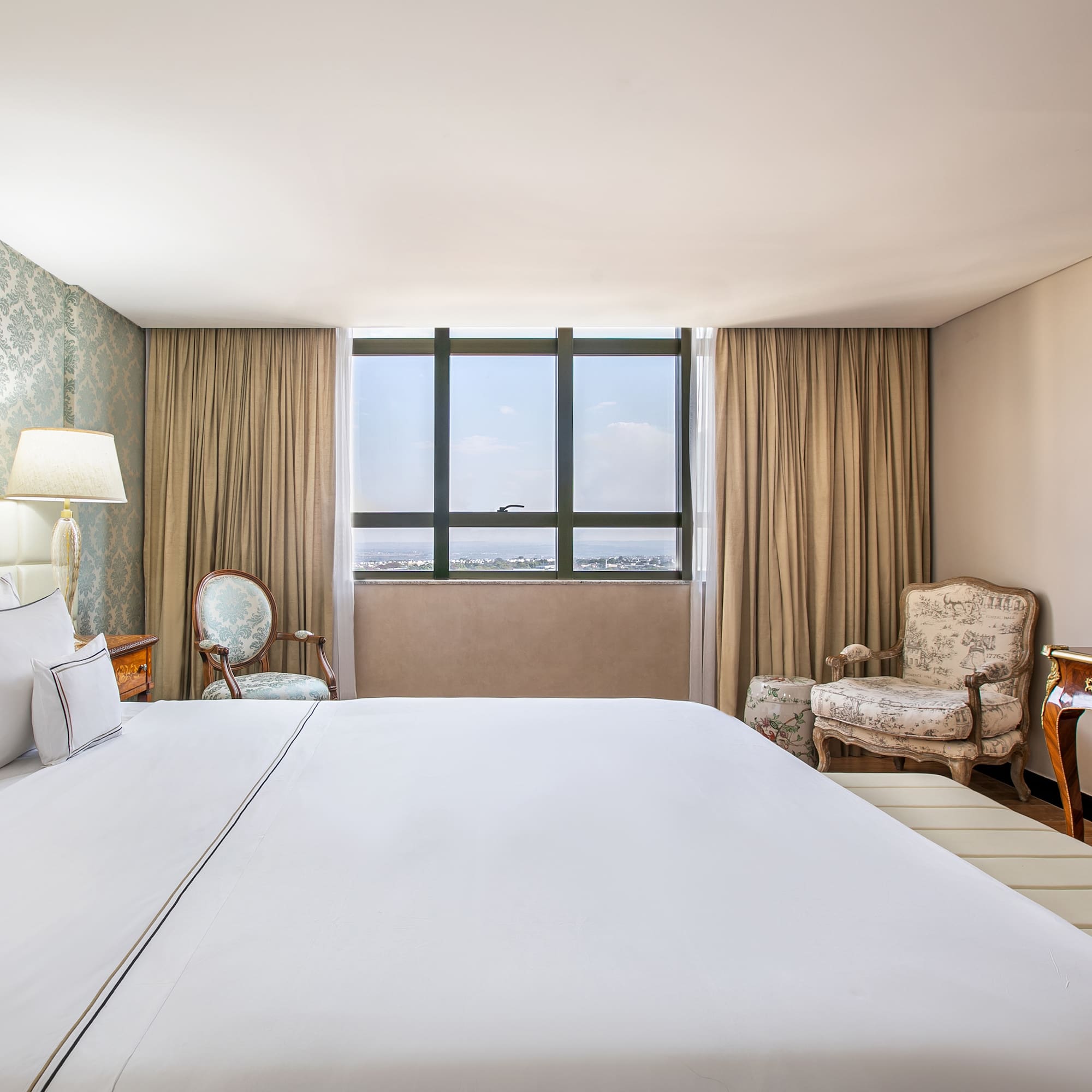 a large bed in a room