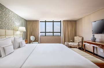 a large bed in a room