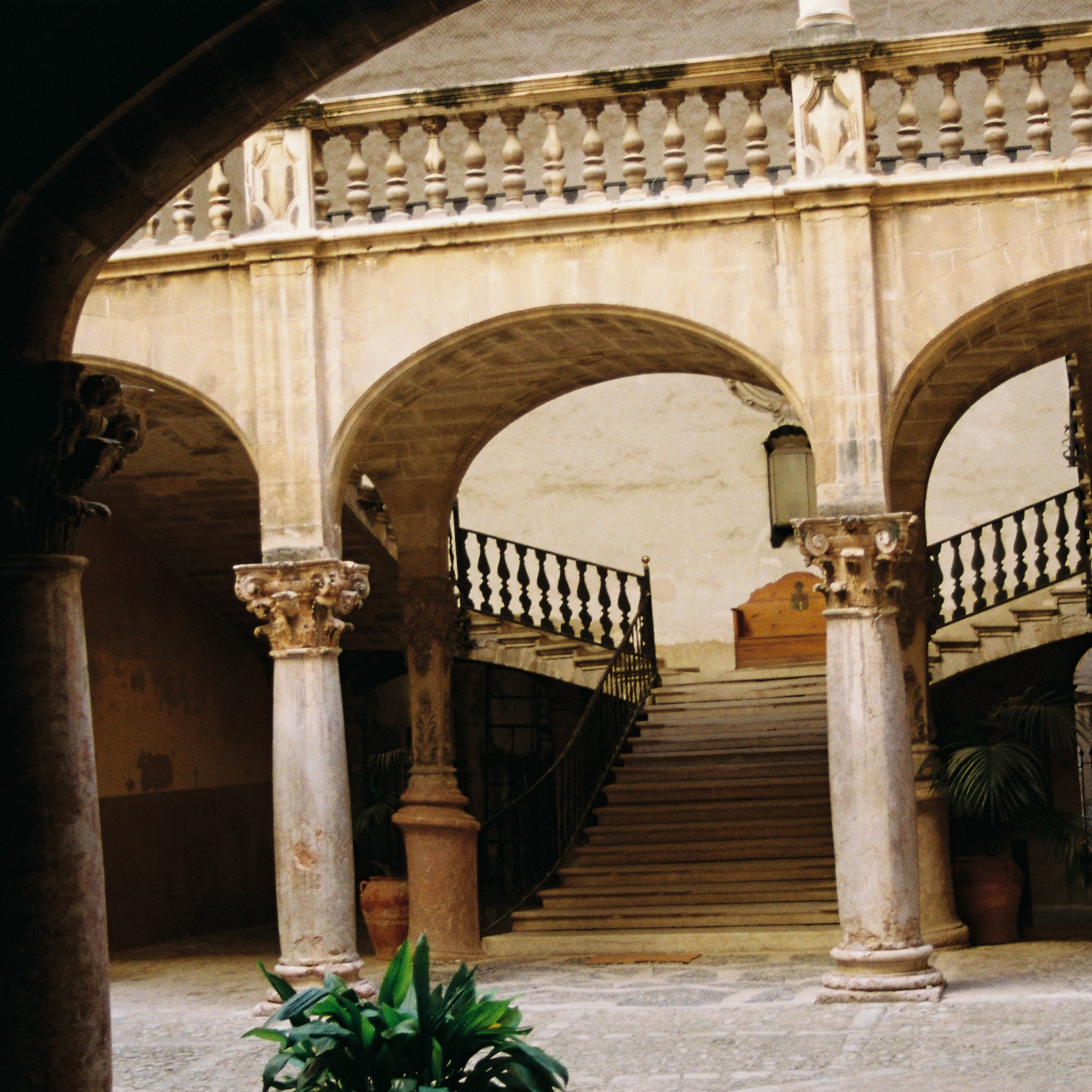 a stone building with a staircase