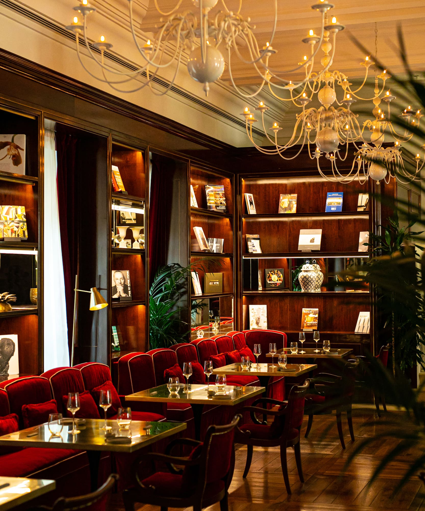 a room with tables and chairs