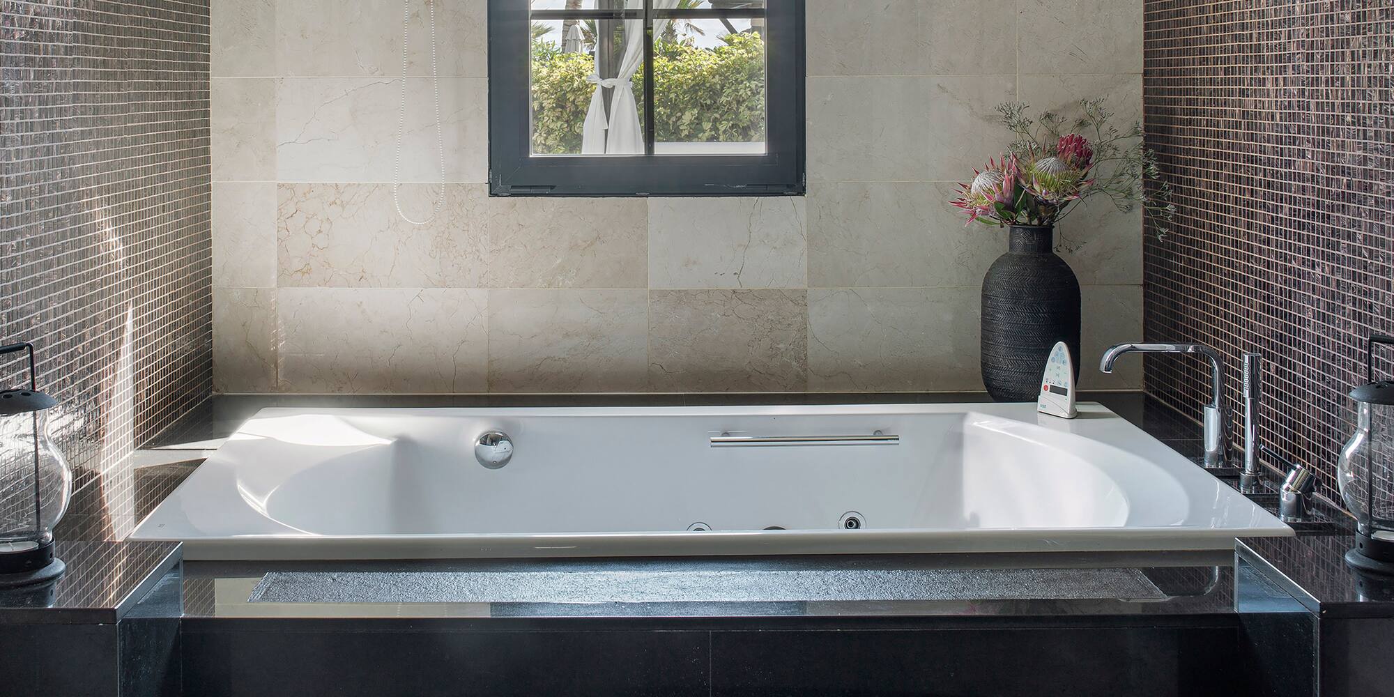 a bathtub in a bathroom