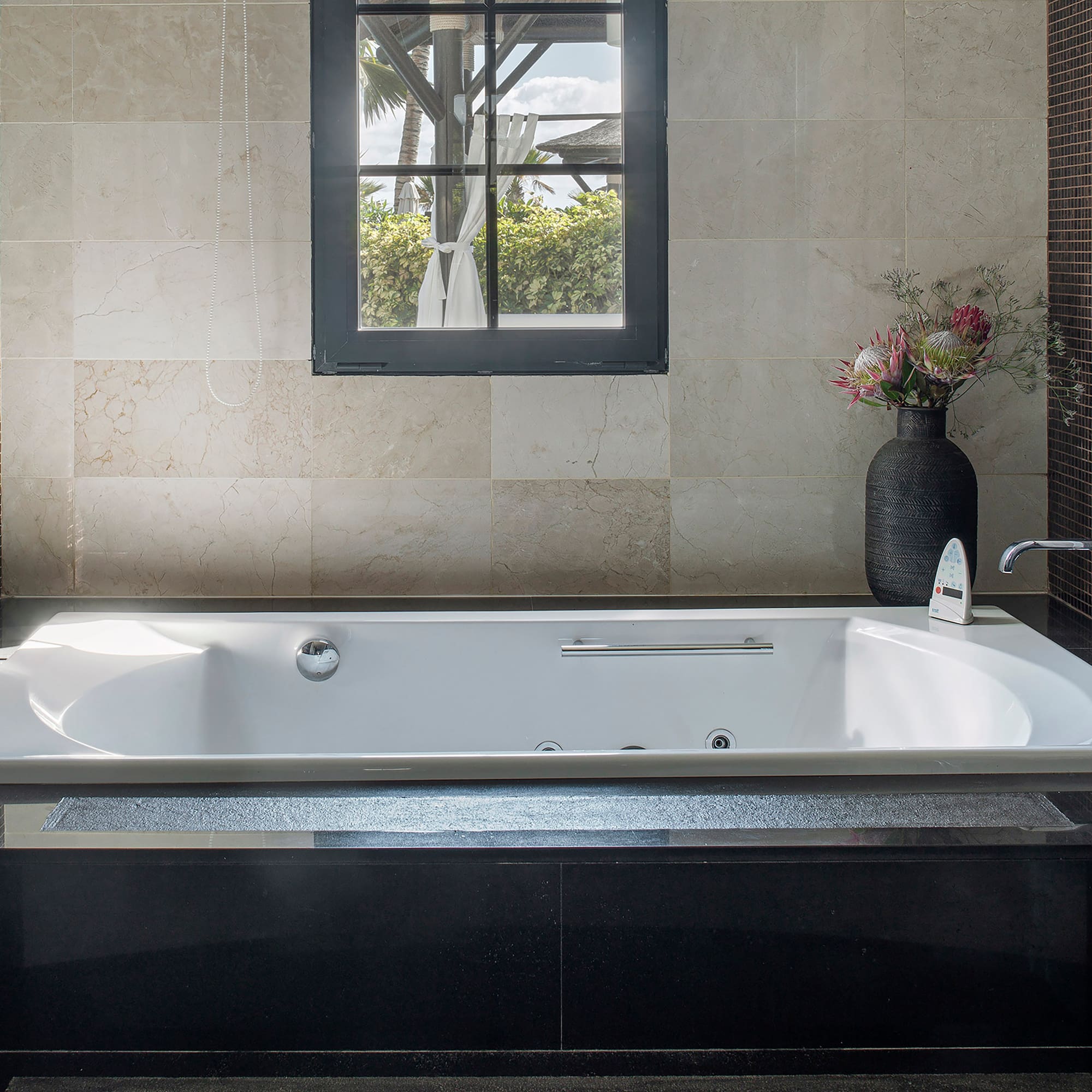 a bathtub in a bathroom