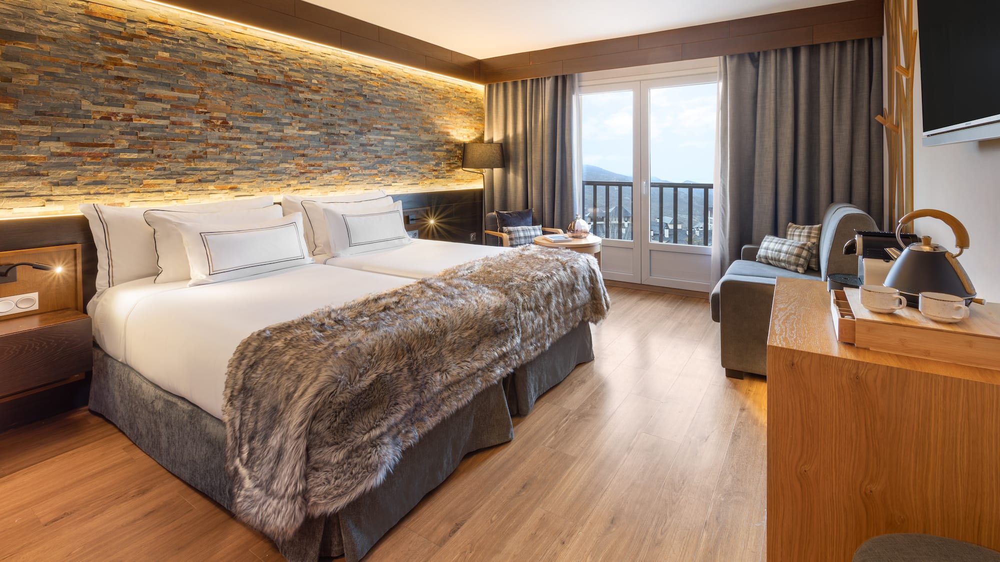 a room with a bed and a couch