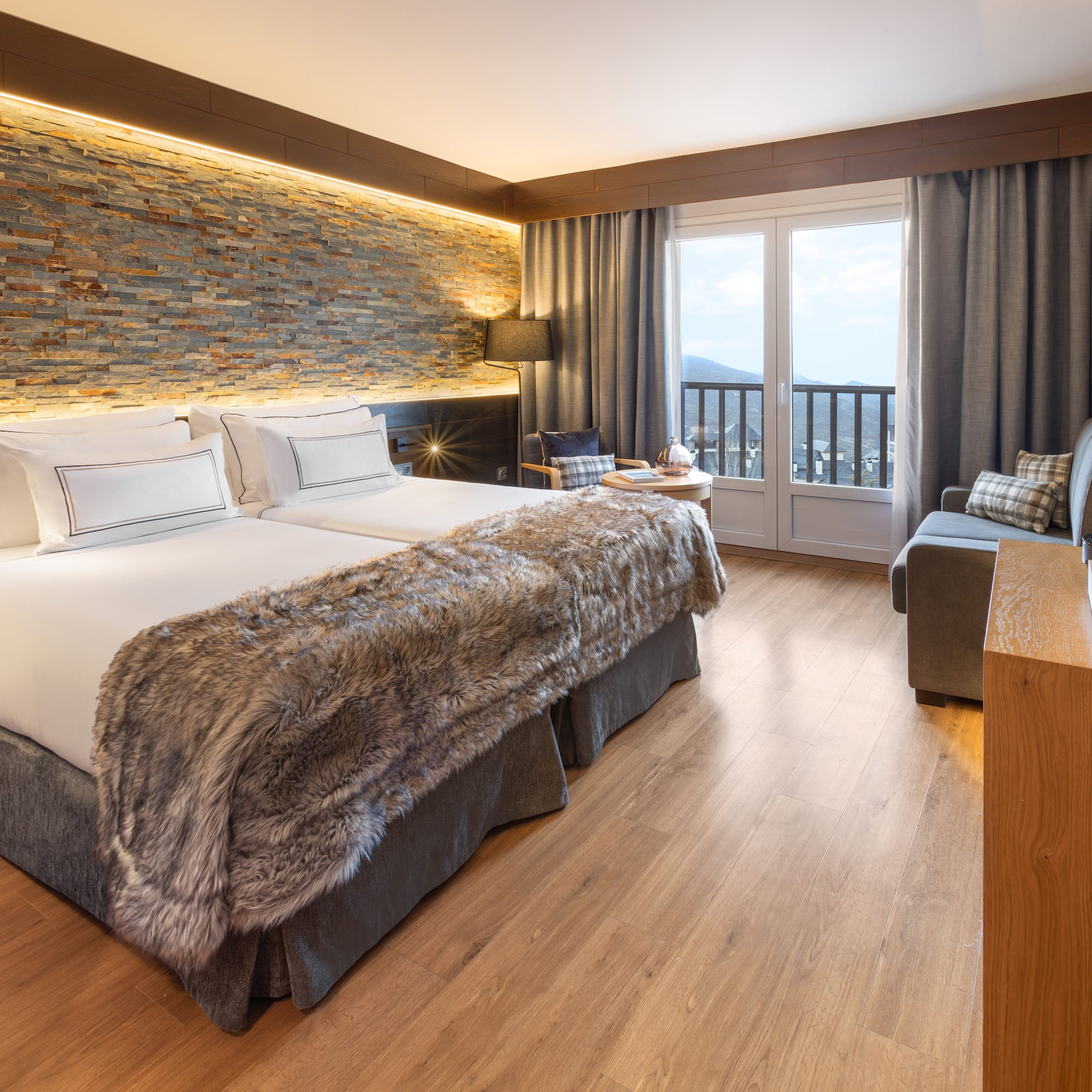 a room with a bed and a couch