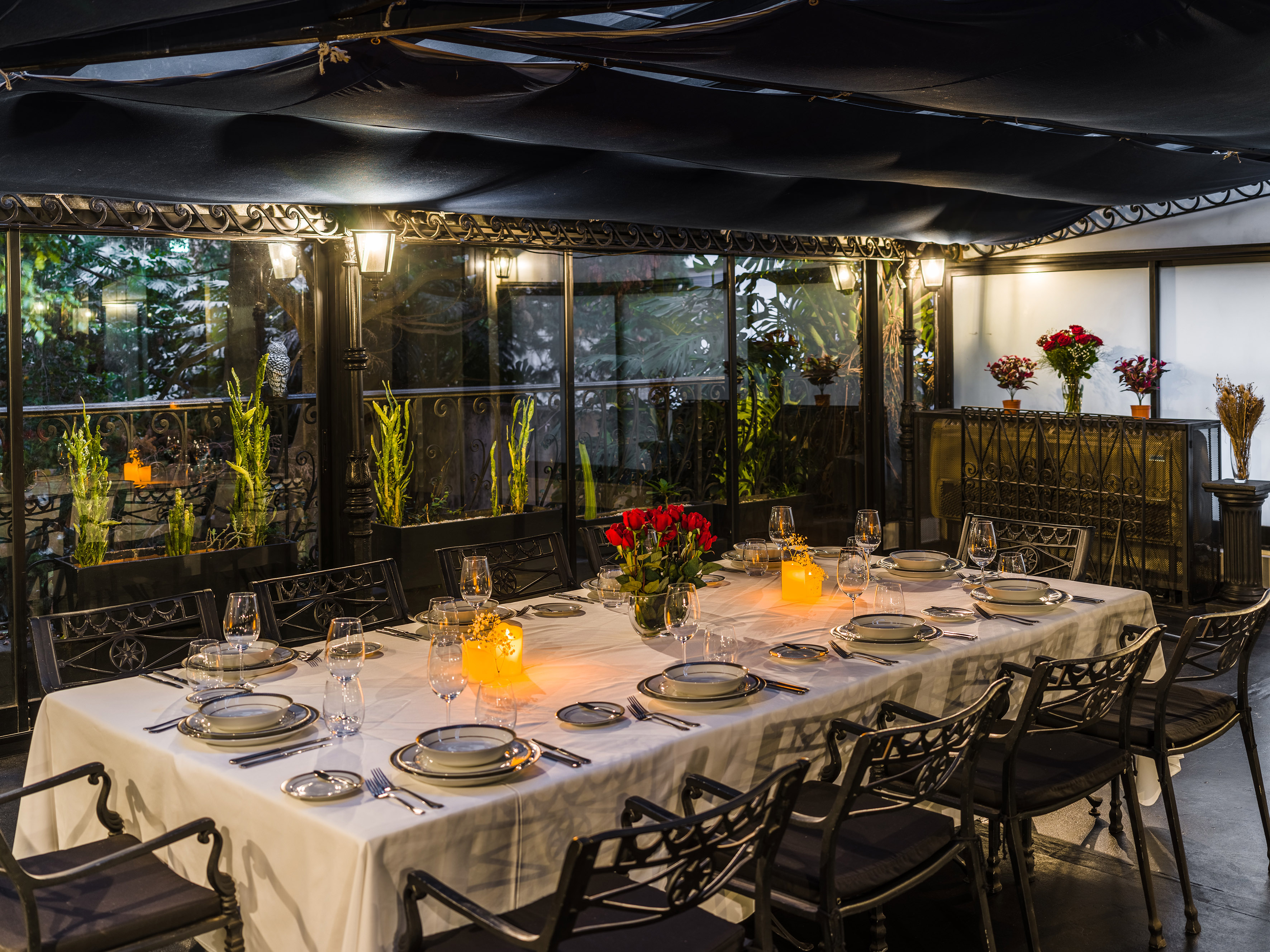 a table set for a dinner party