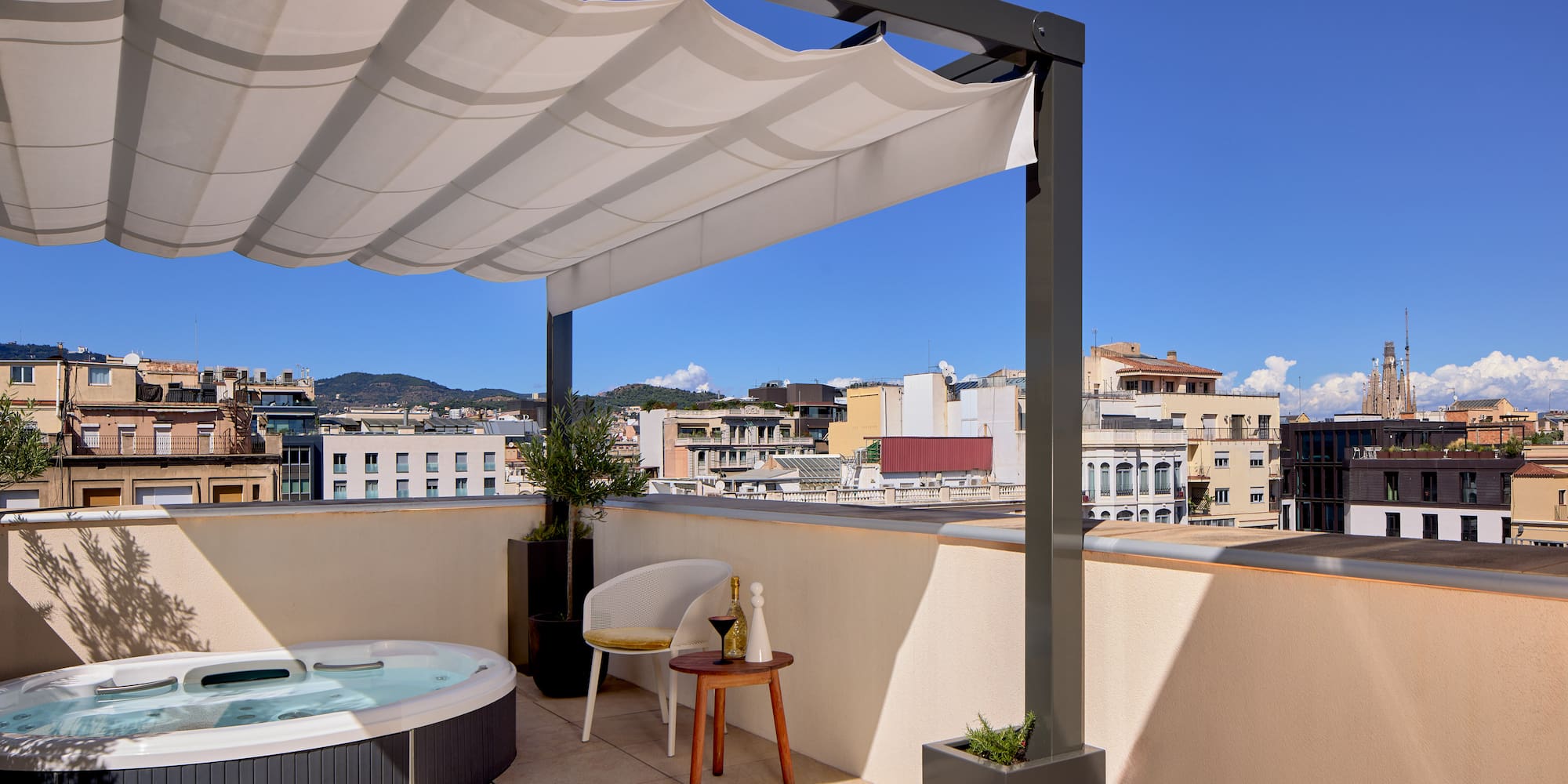 a hot tub on a rooftop