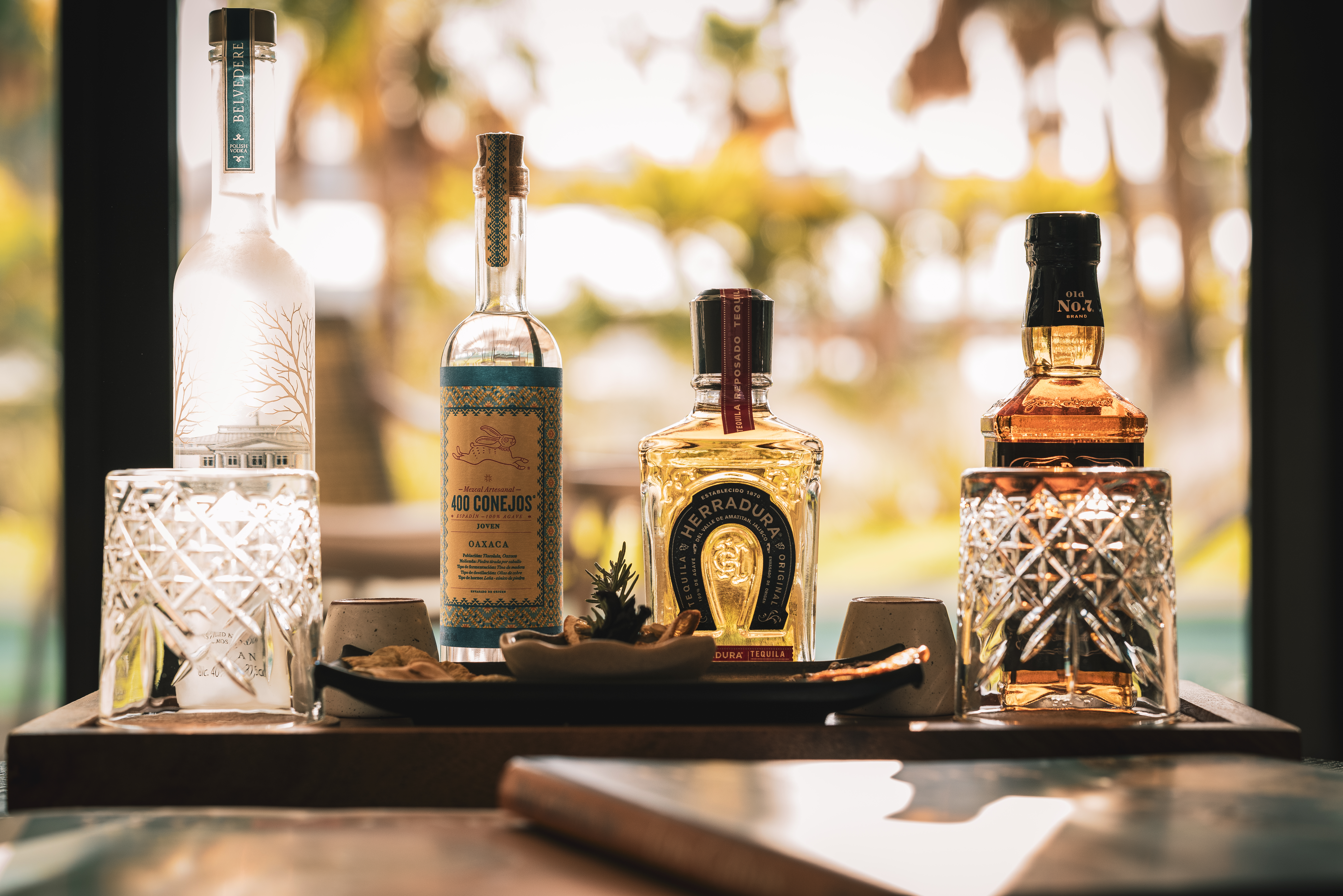 a group of bottles of alcohol