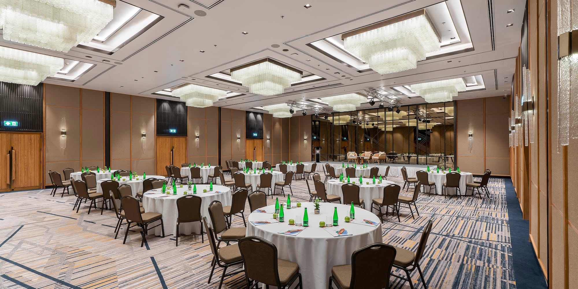 a room with tables and chairs