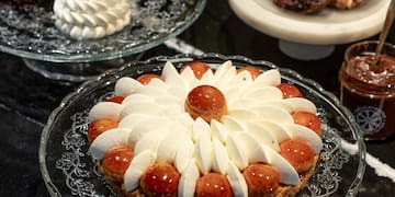 a plate of desserts on a table