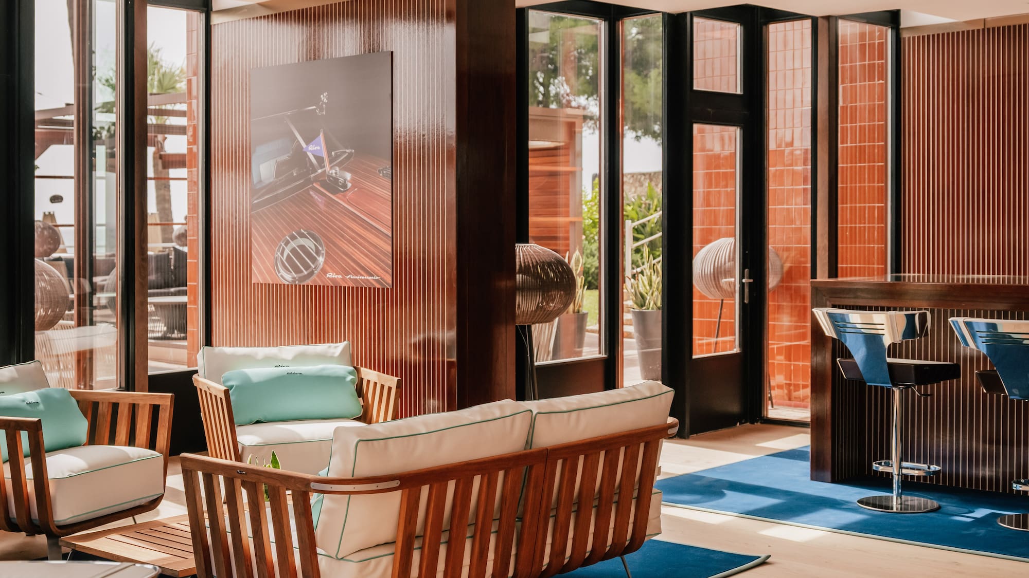 a room with a couch and a table