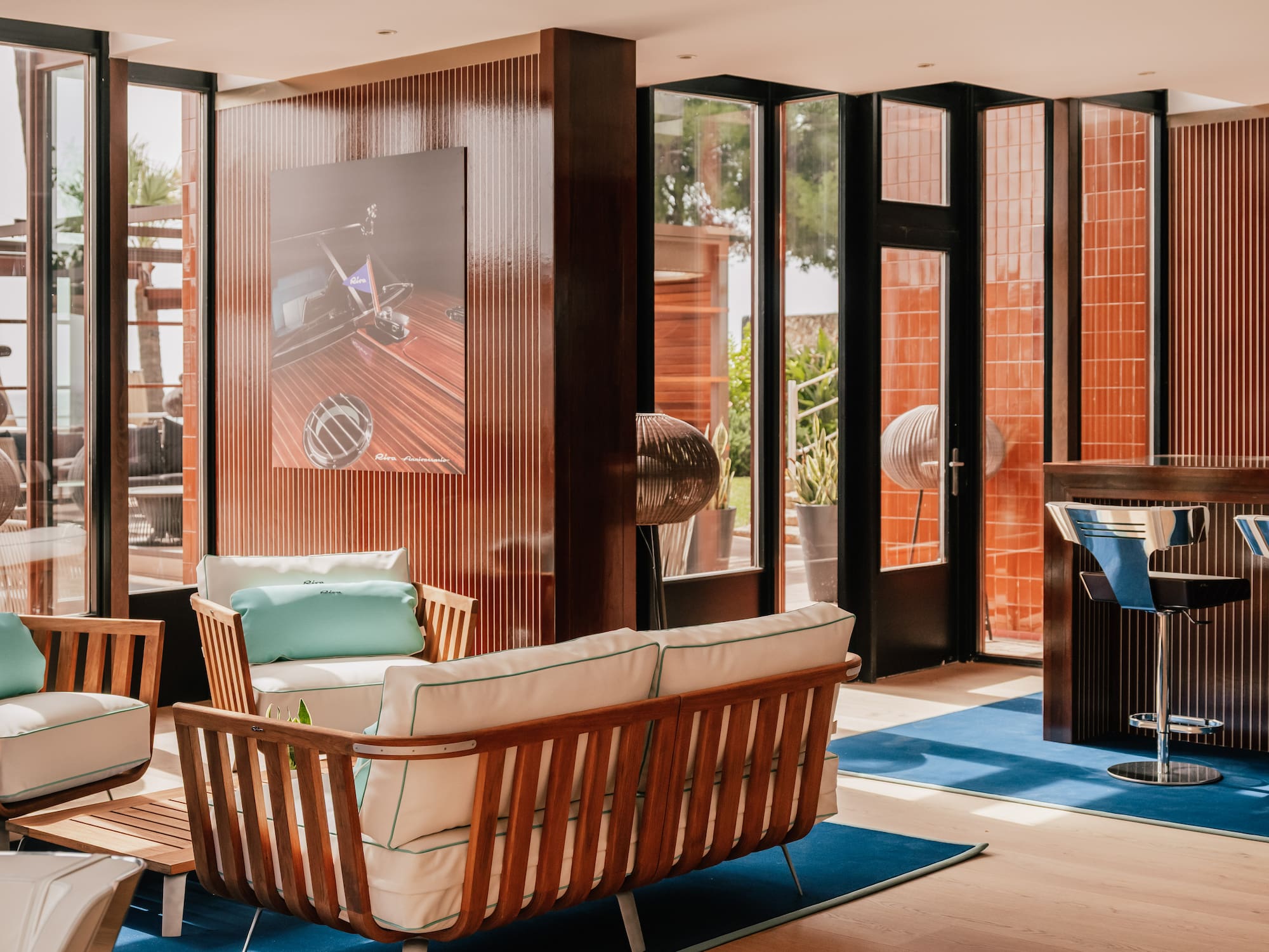 a room with a couch and a table