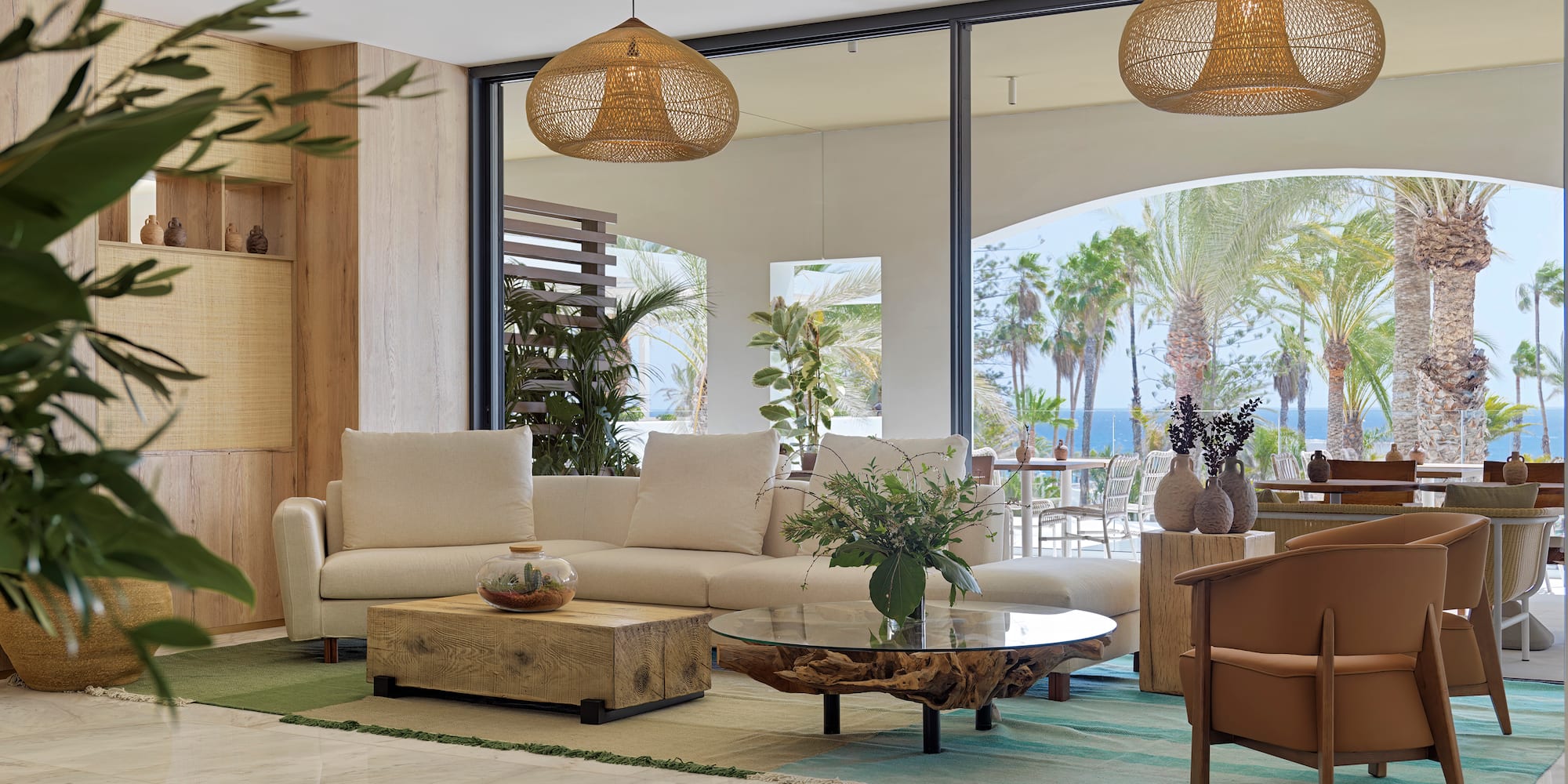 a living room with a couch and coffee table