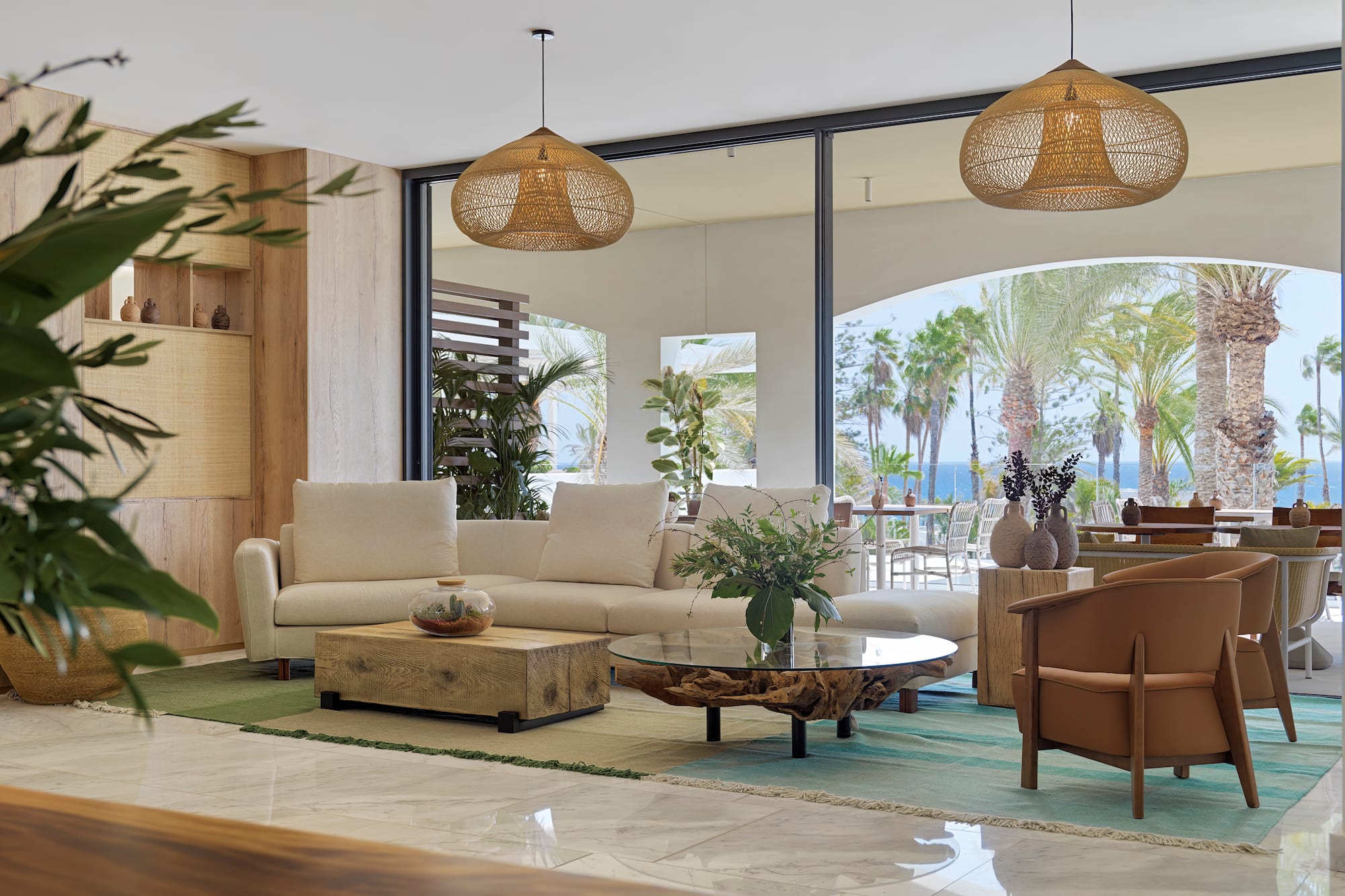 a living room with a couch and coffee table