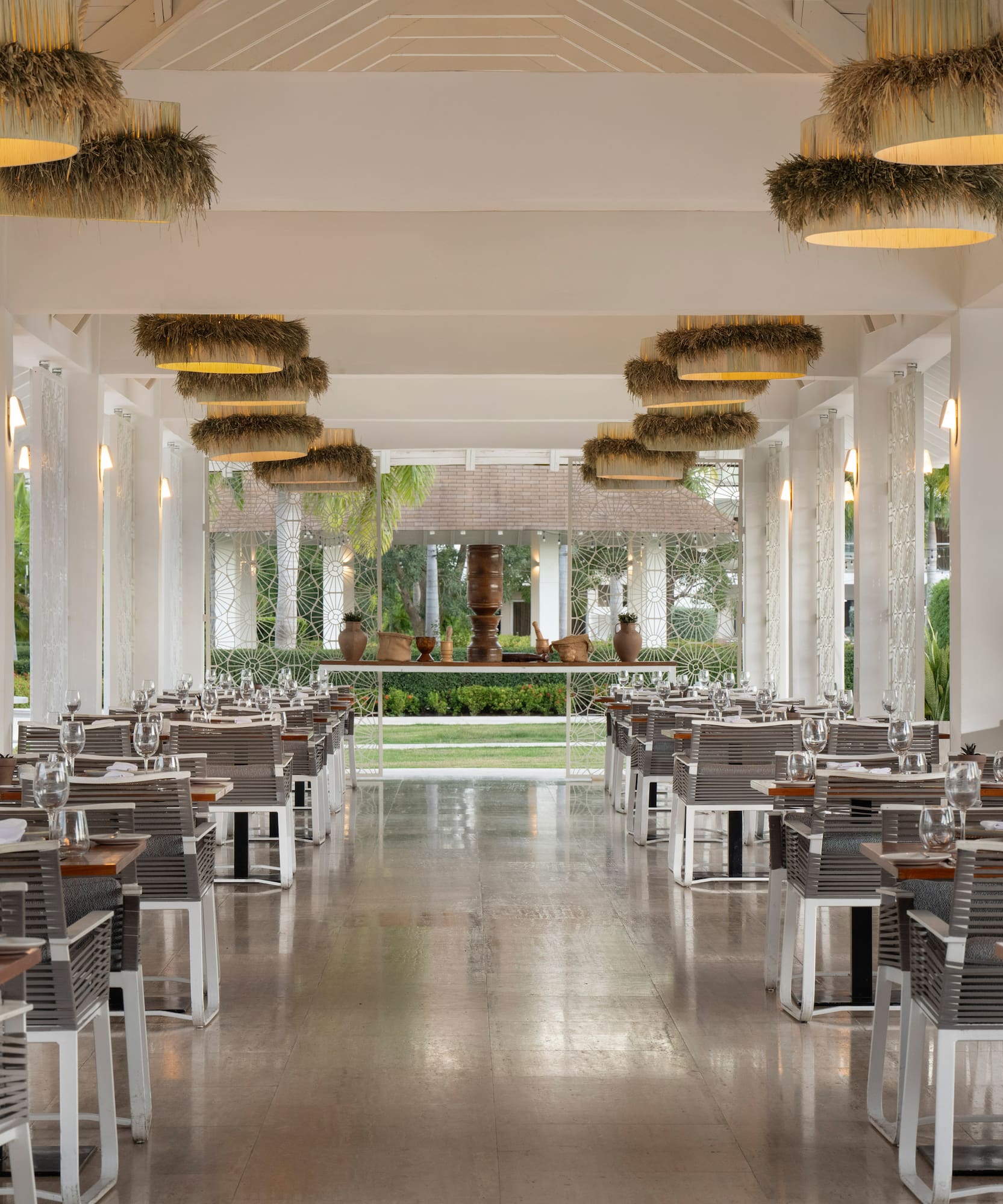 a restaurant with tables and chairs