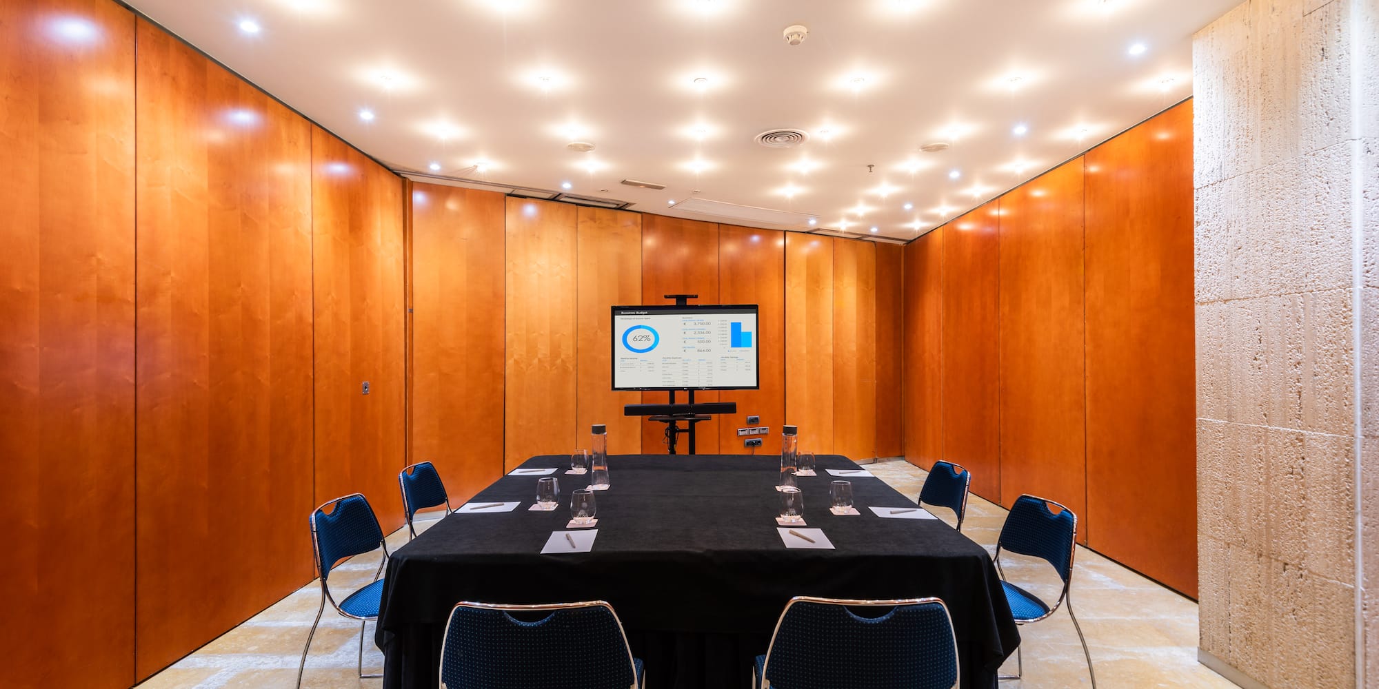 a room with a table and chairs