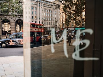 a glass window with a sign on it