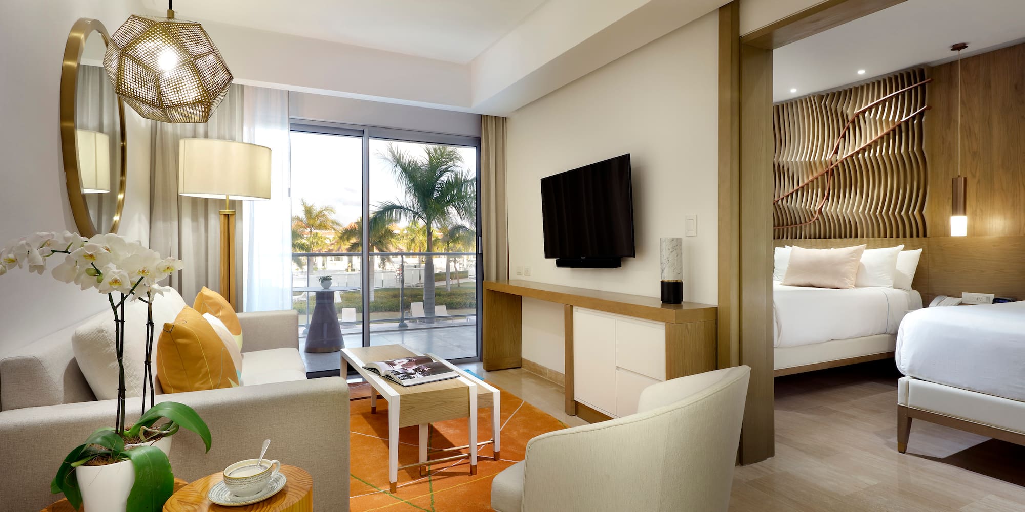 a room with a television and a couch