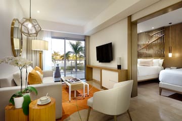 a room with a television and a couch
