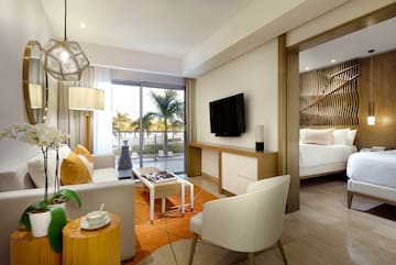 a room with a television and a couch