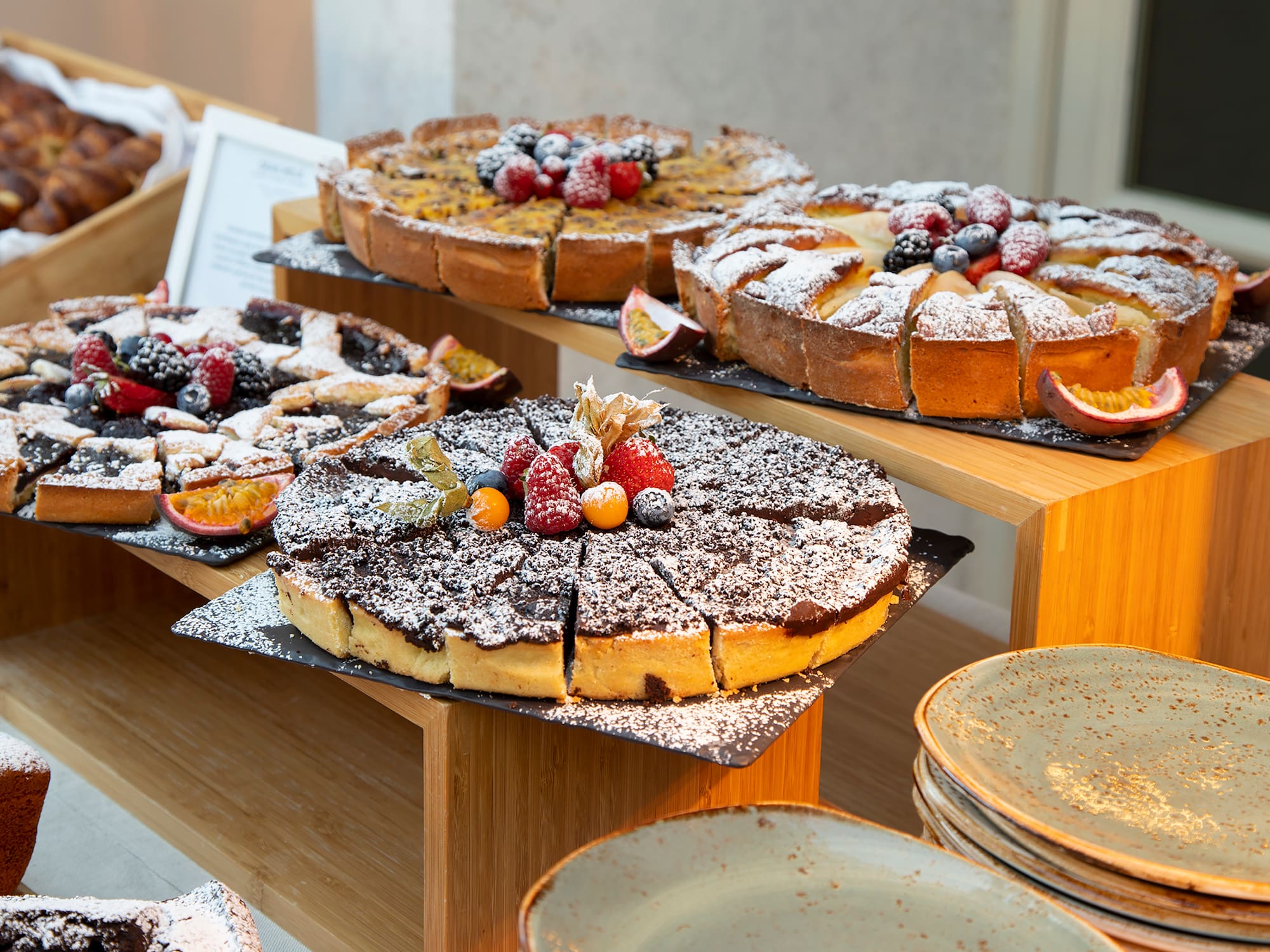 a group of desserts on a table