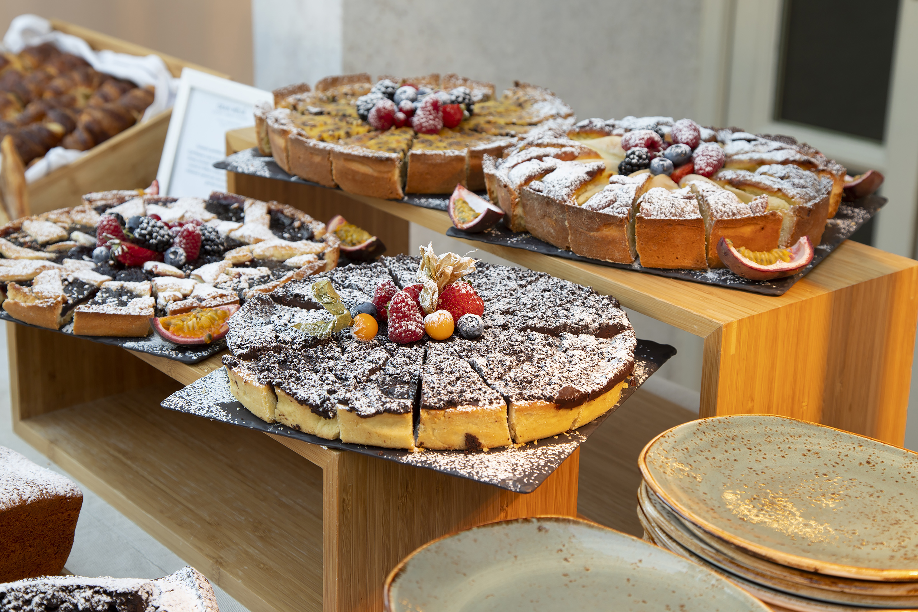 a group of desserts on a table