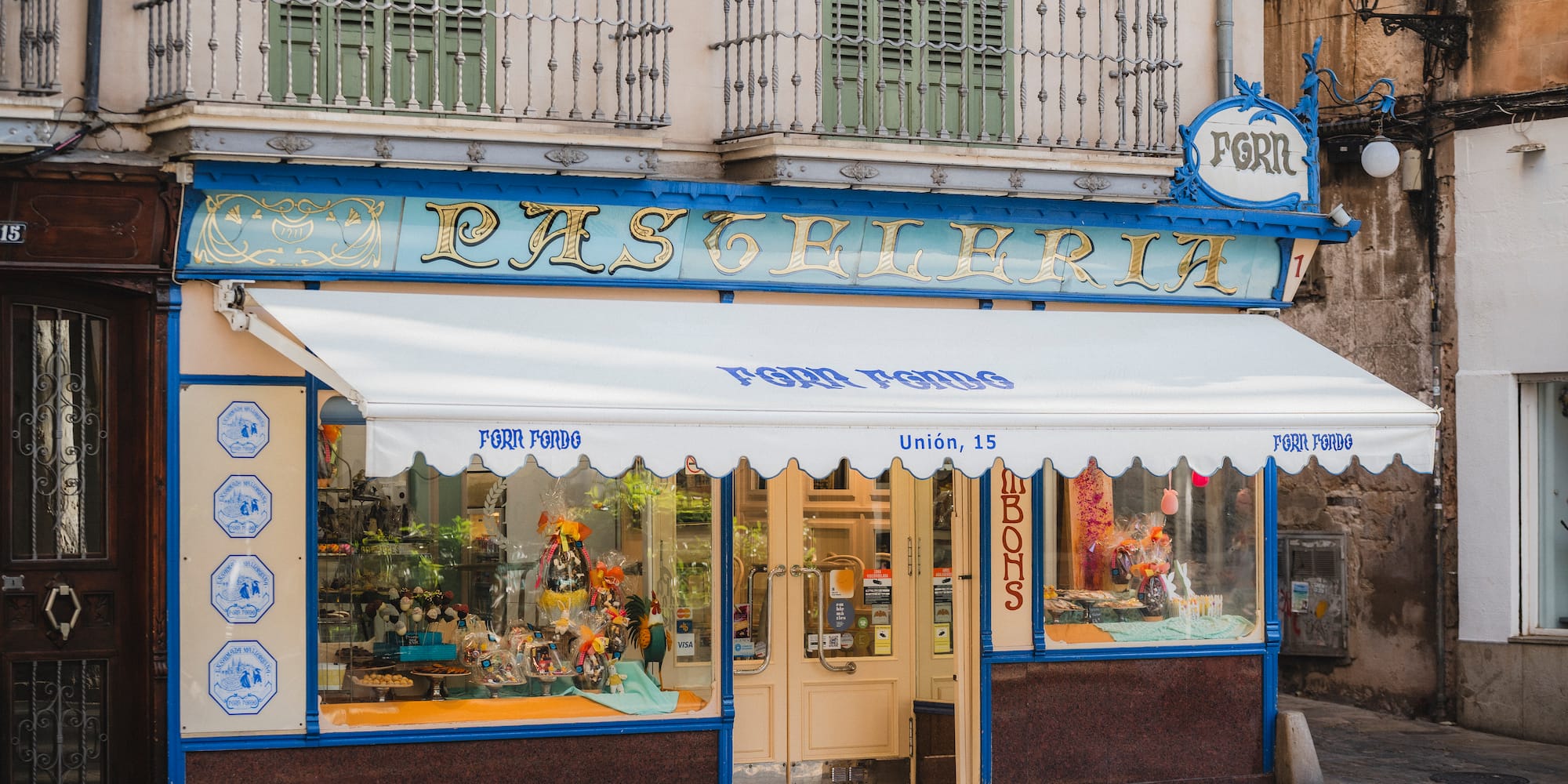 a store front with a sign on it