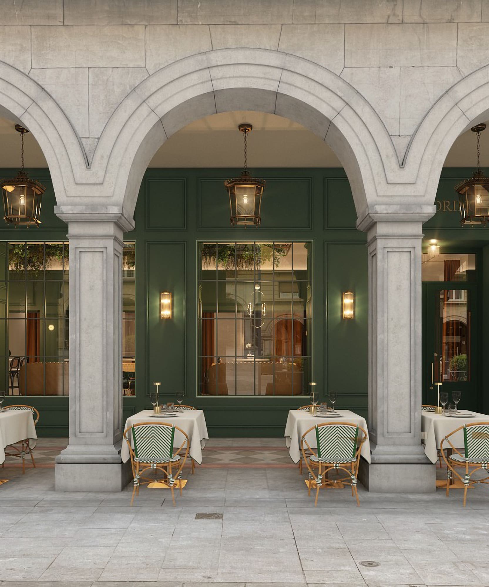 a restaurant with tables and chairs