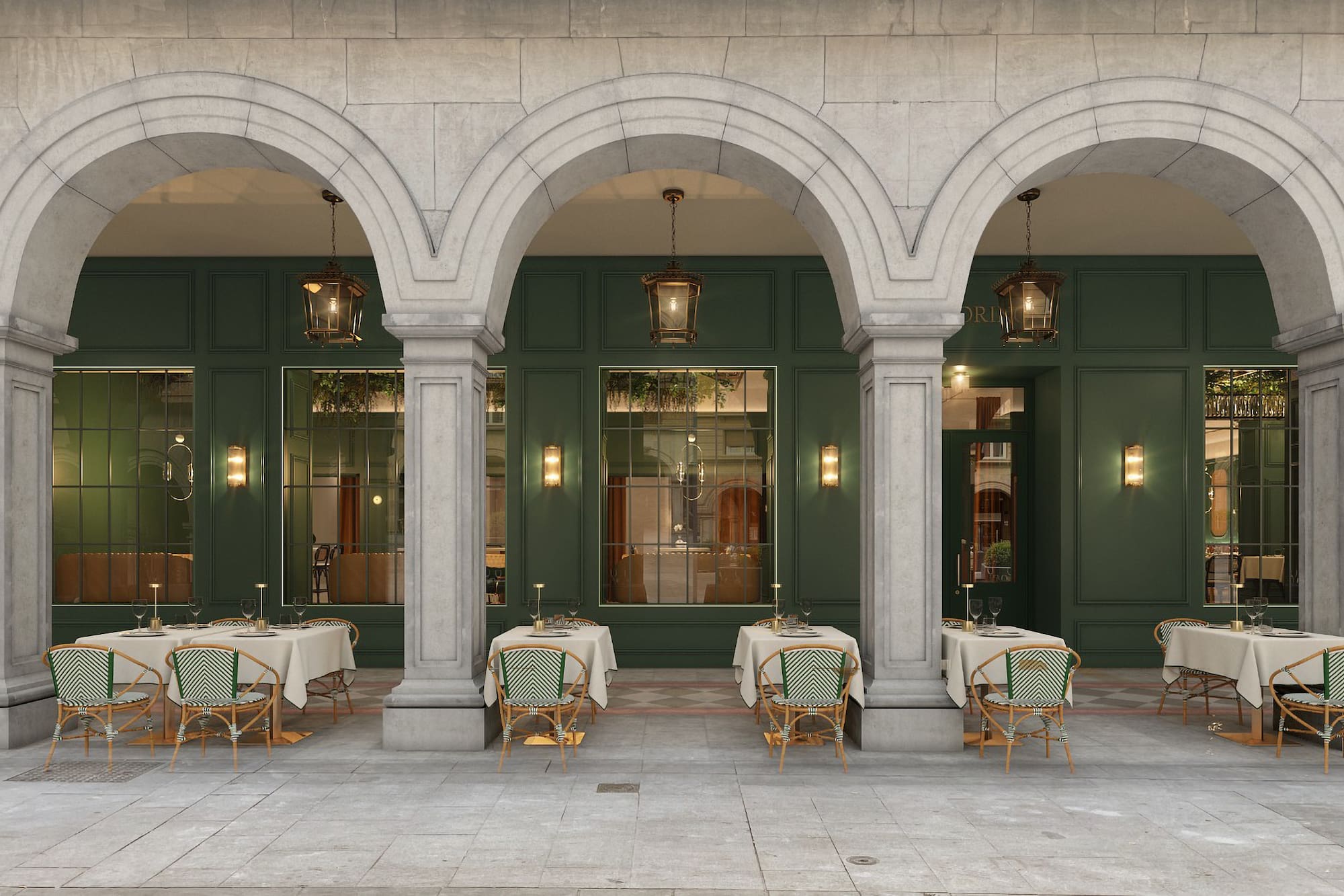 a restaurant with tables and chairs