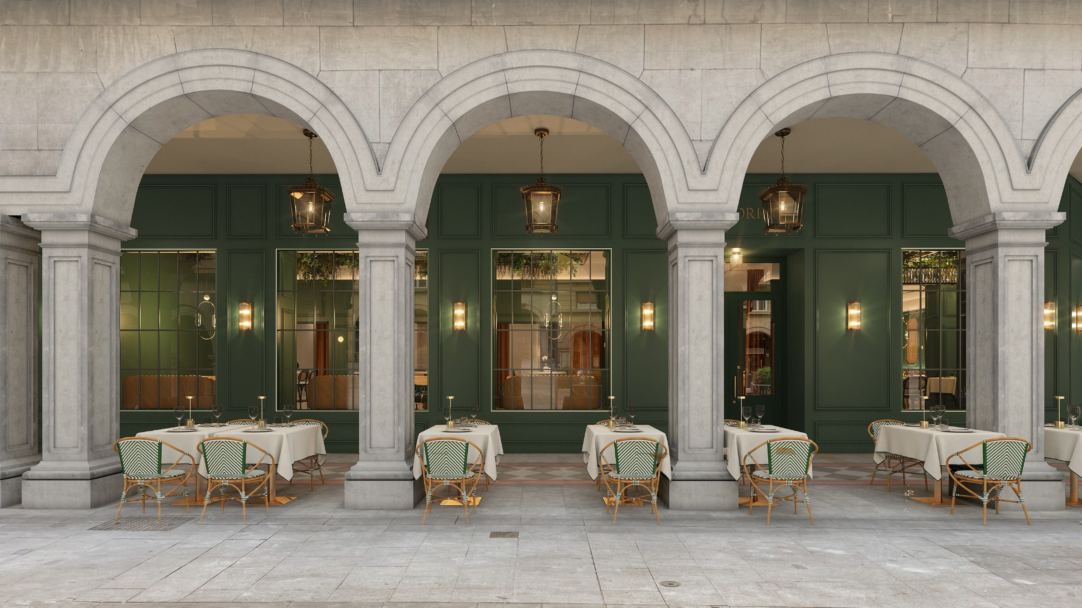 a restaurant with tables and chairs