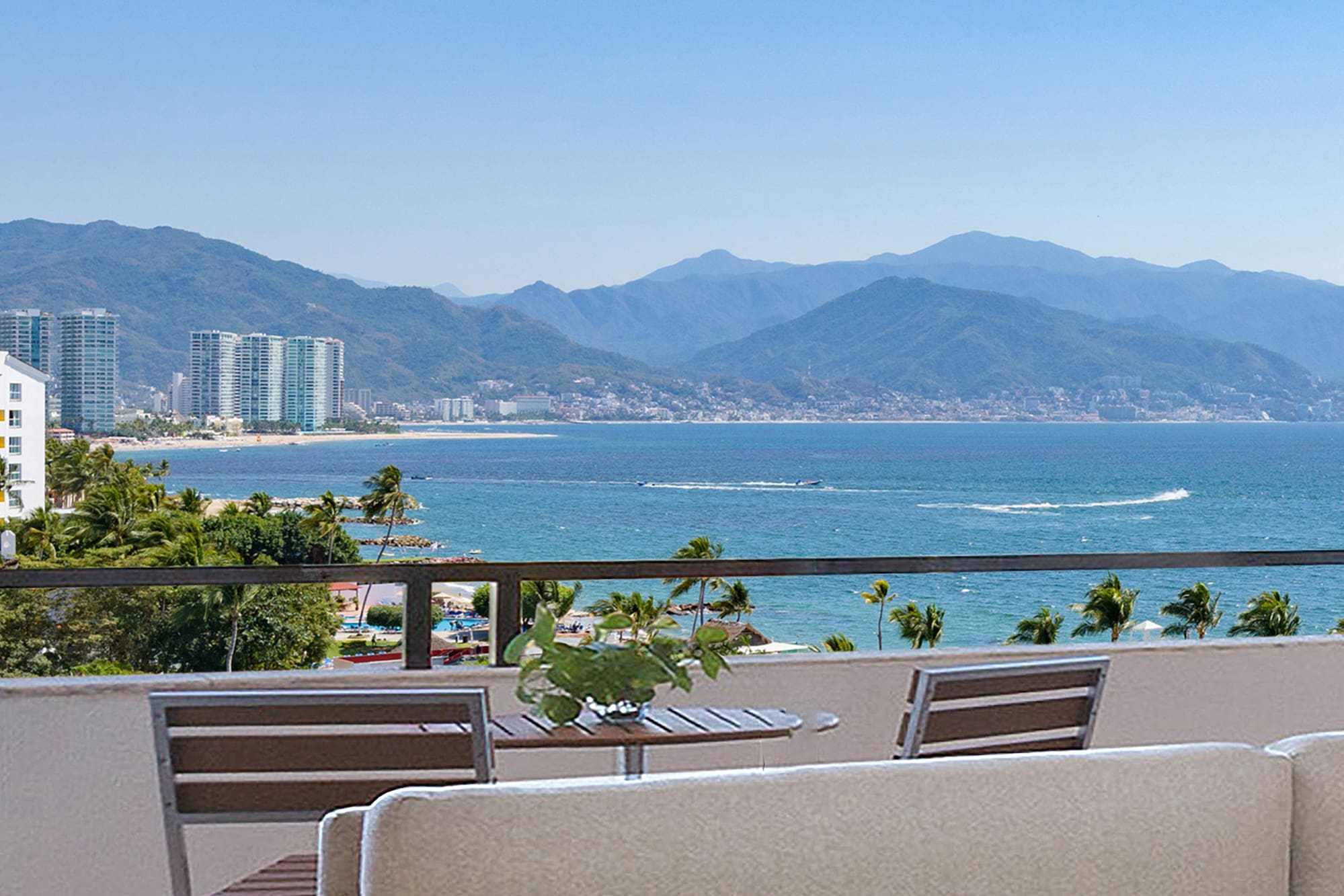a view of the ocean from a balcony