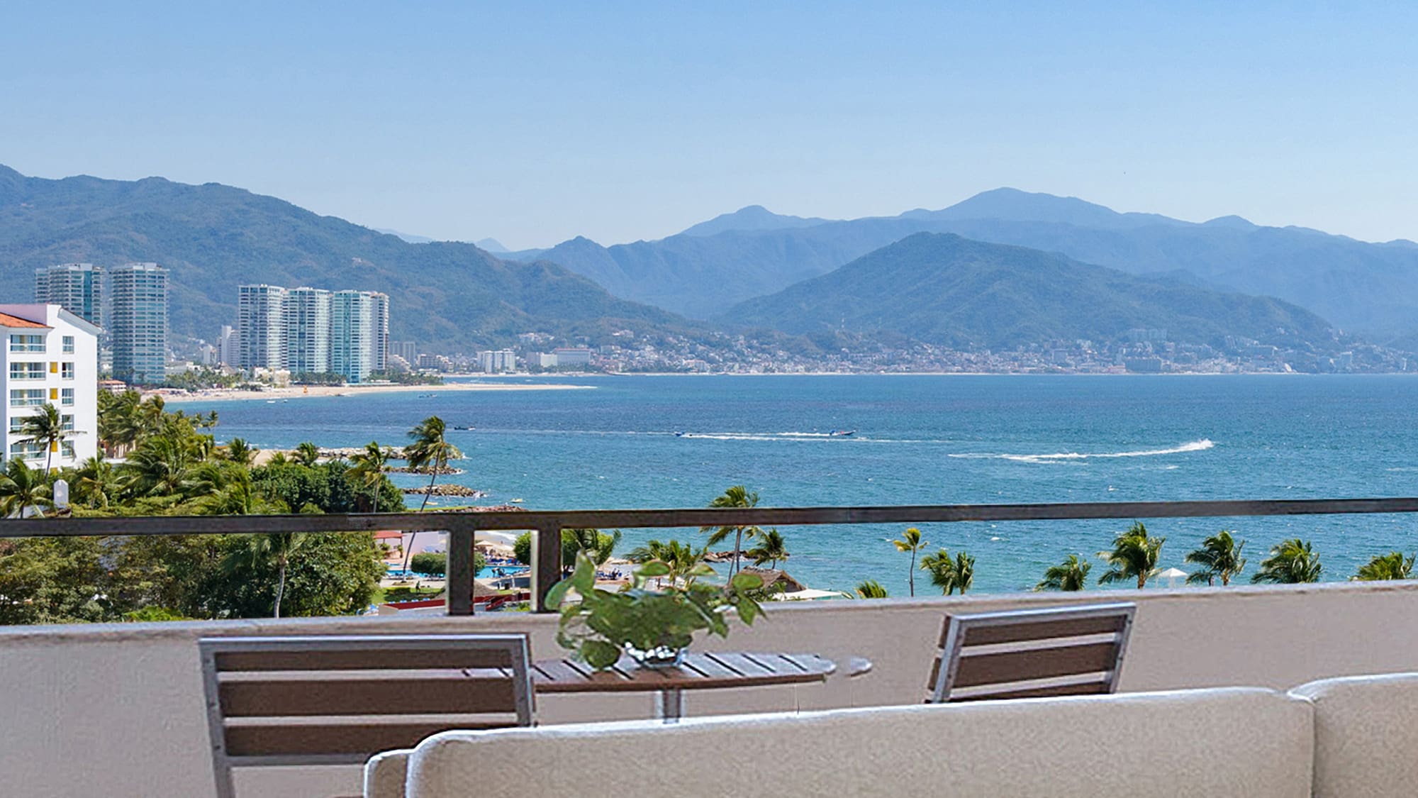 a view of the ocean from a balcony