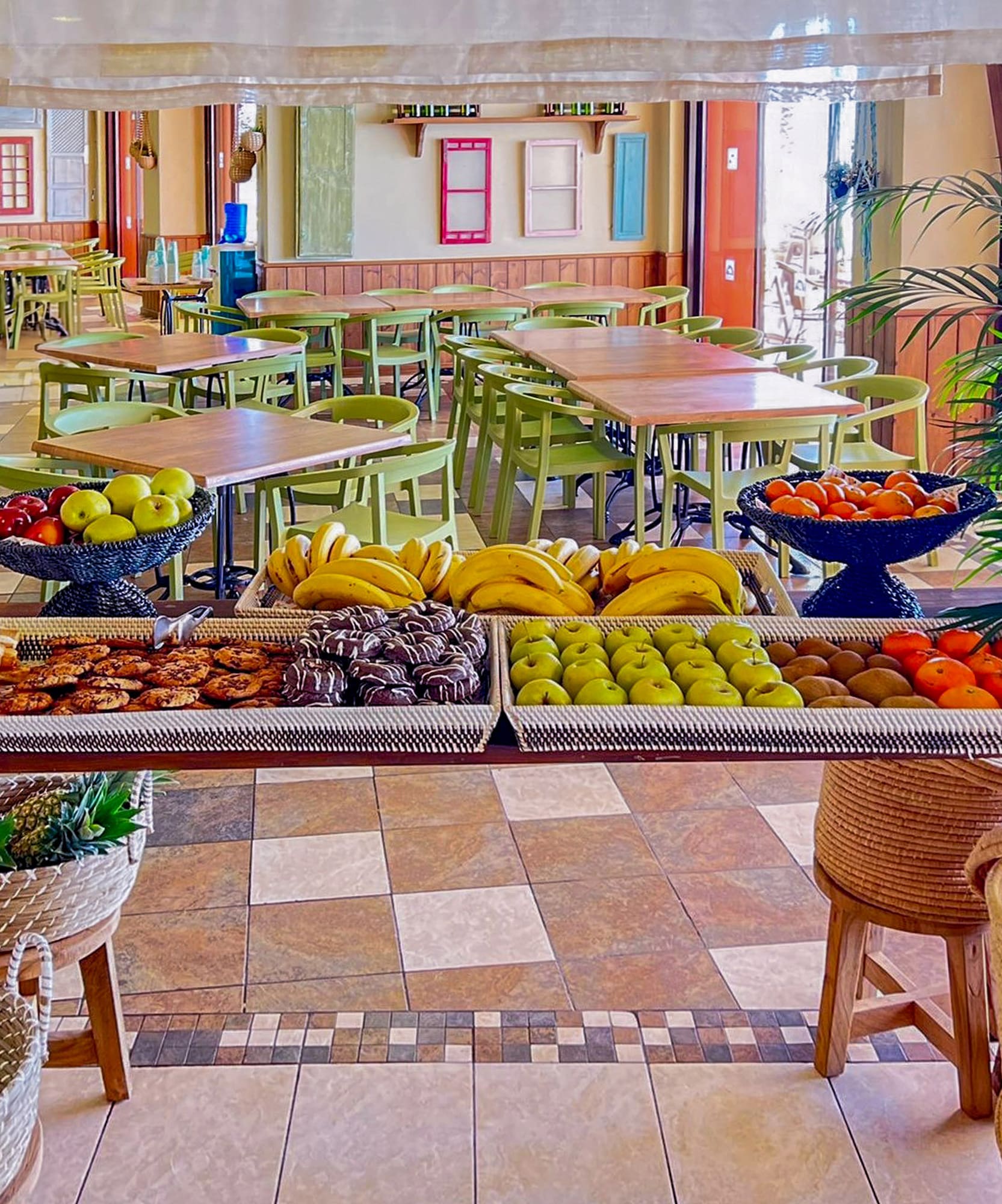 a table with fruit and vegetables