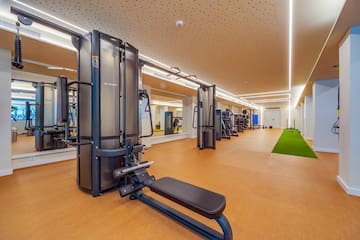 a gym with exercise equipment