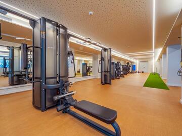 a gym with exercise equipment