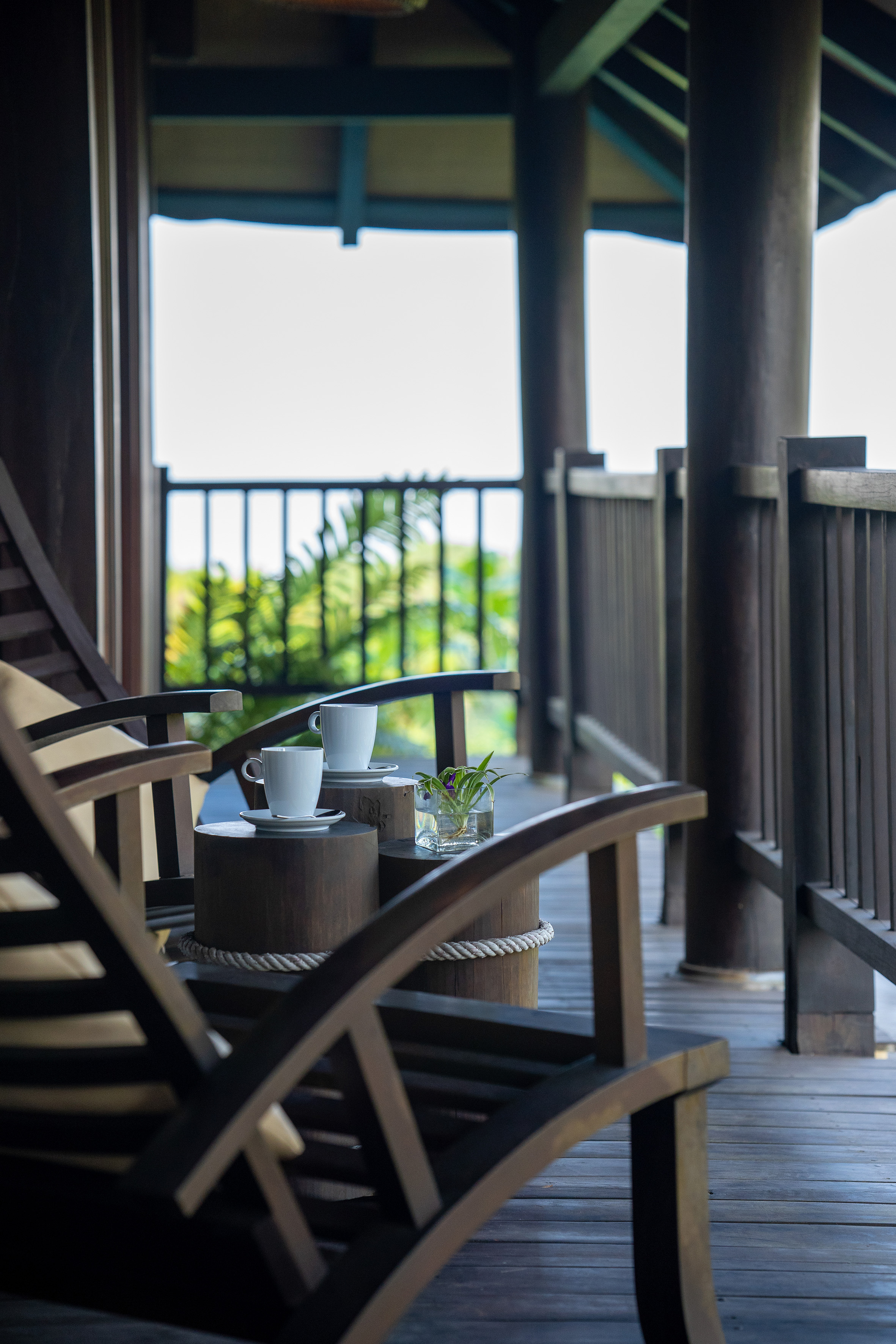 a table on a deck