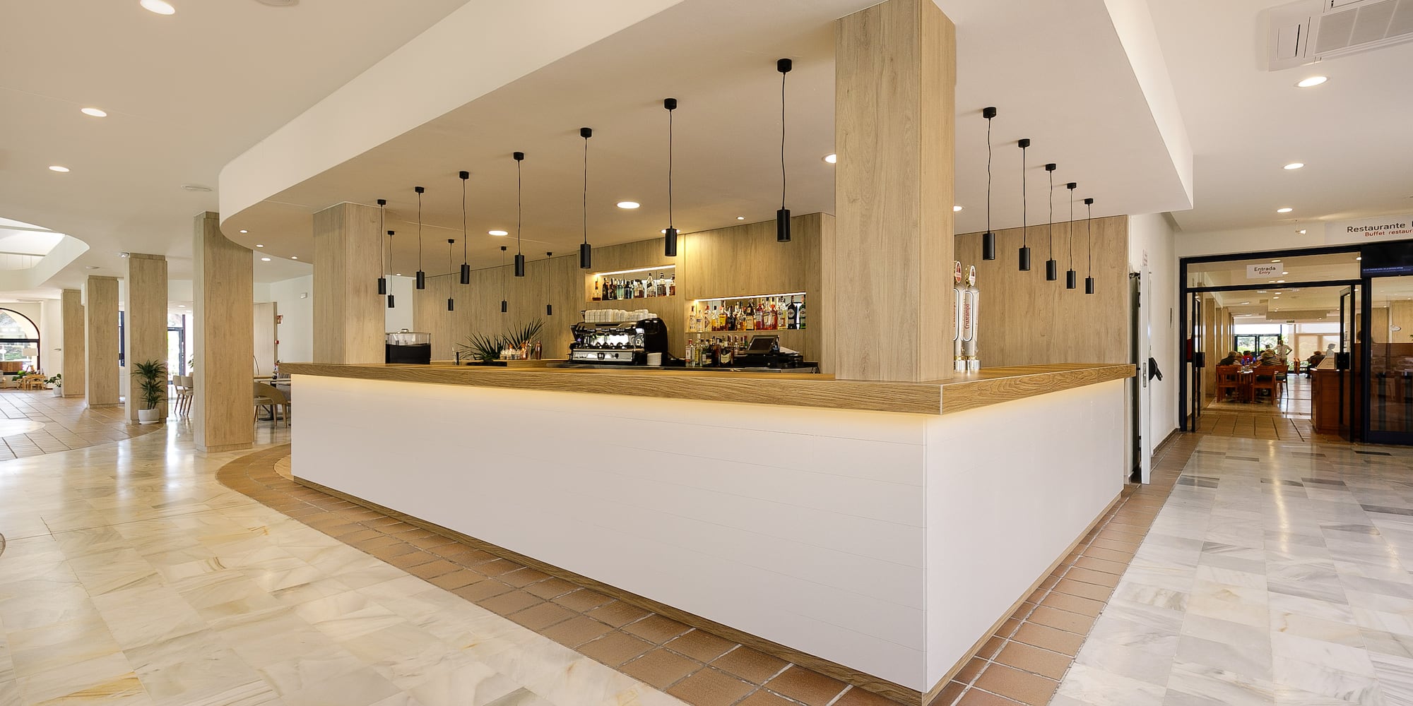 a counter in a building
