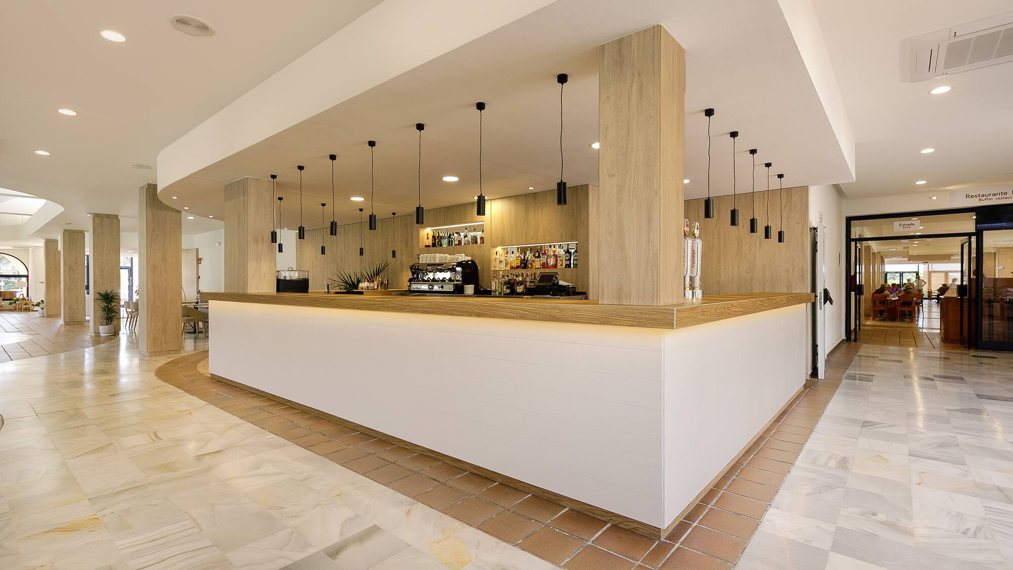 a counter in a building