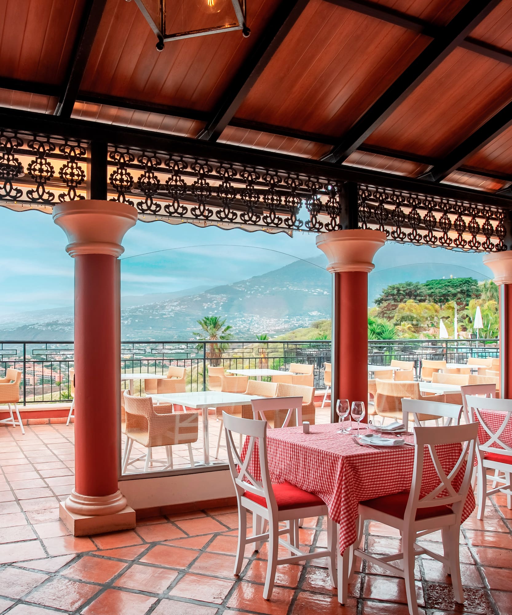 a restaurant with tables and chairs