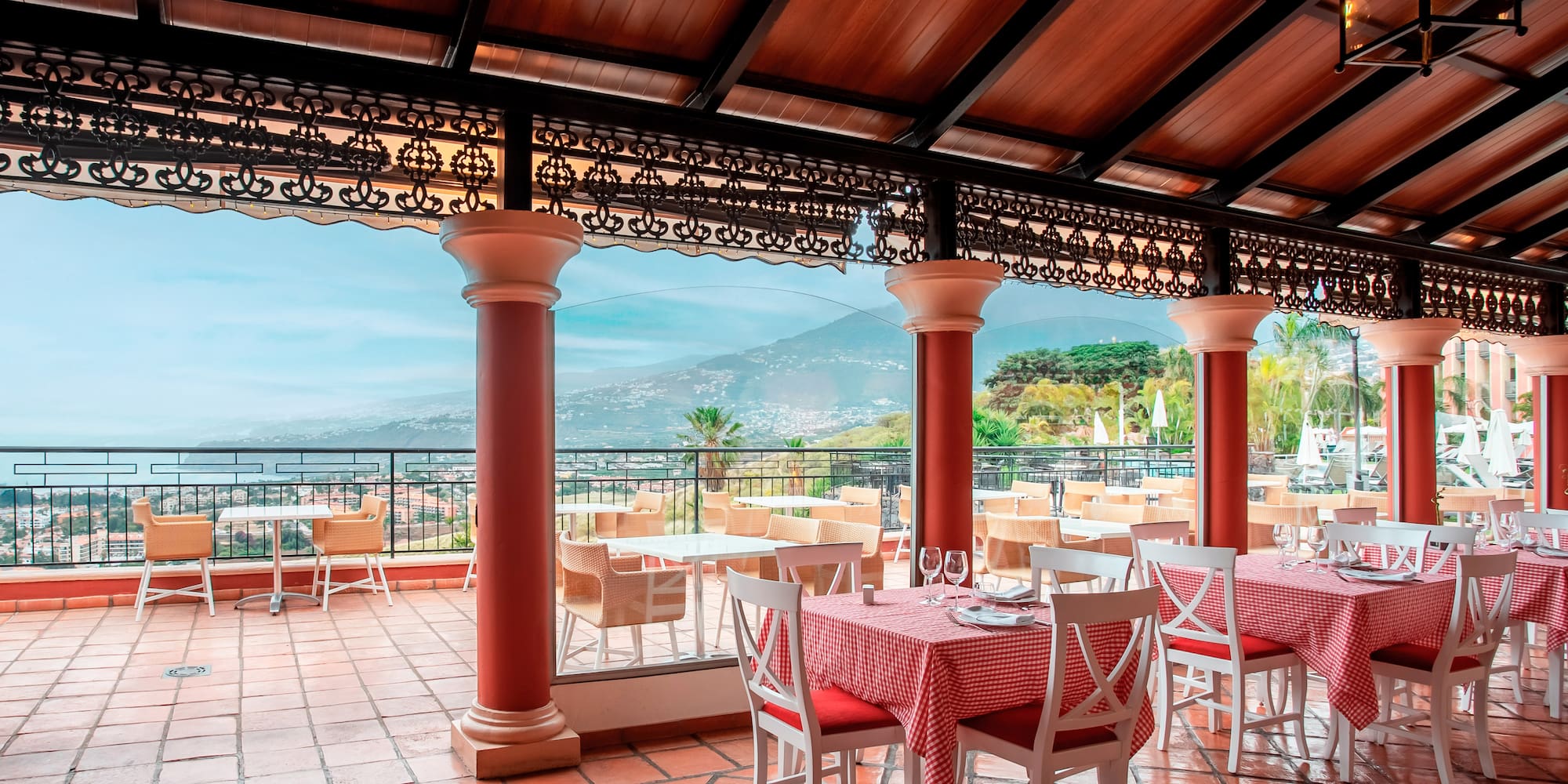 a restaurant with tables and chairs