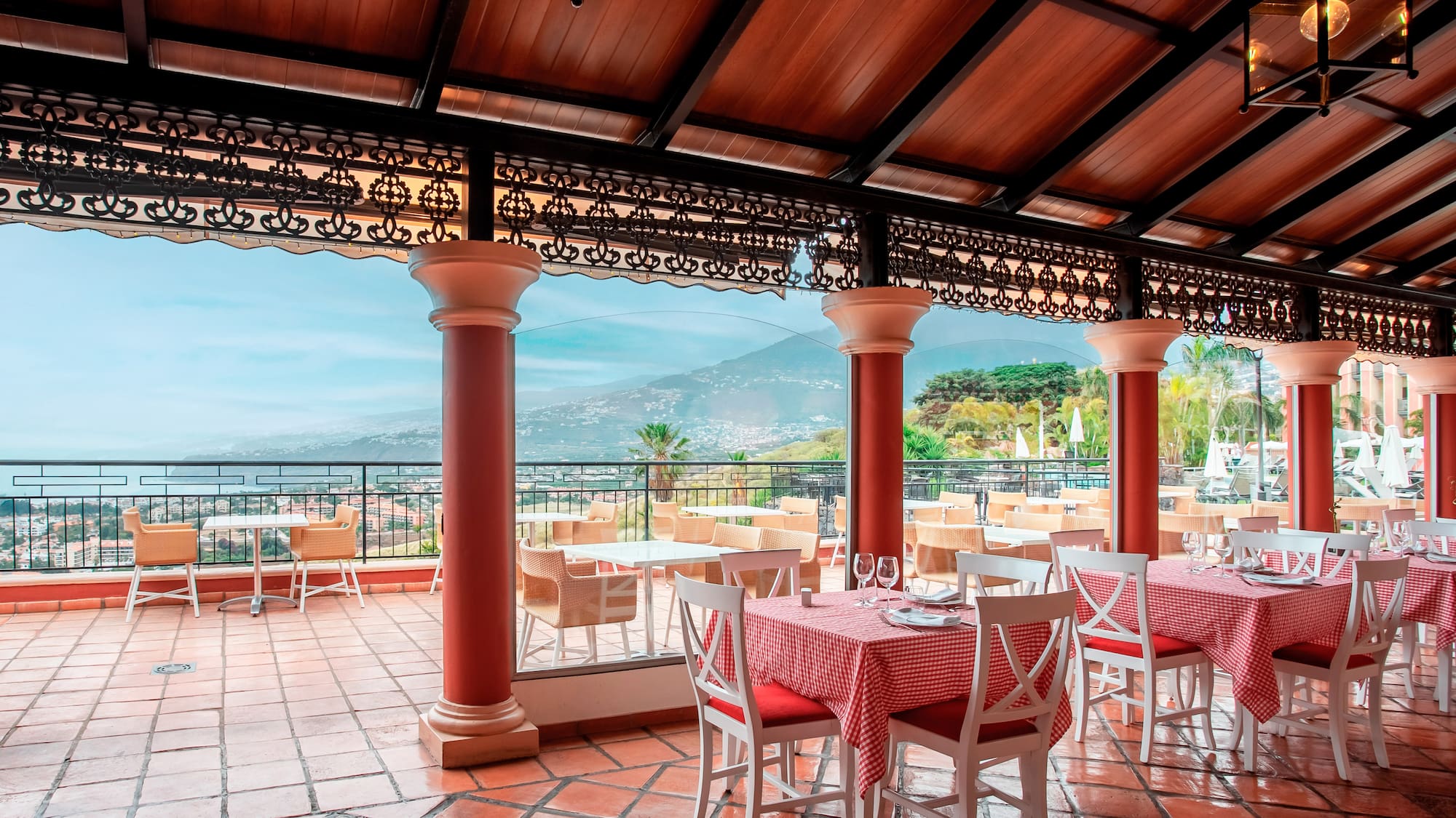 a restaurant with tables and chairs