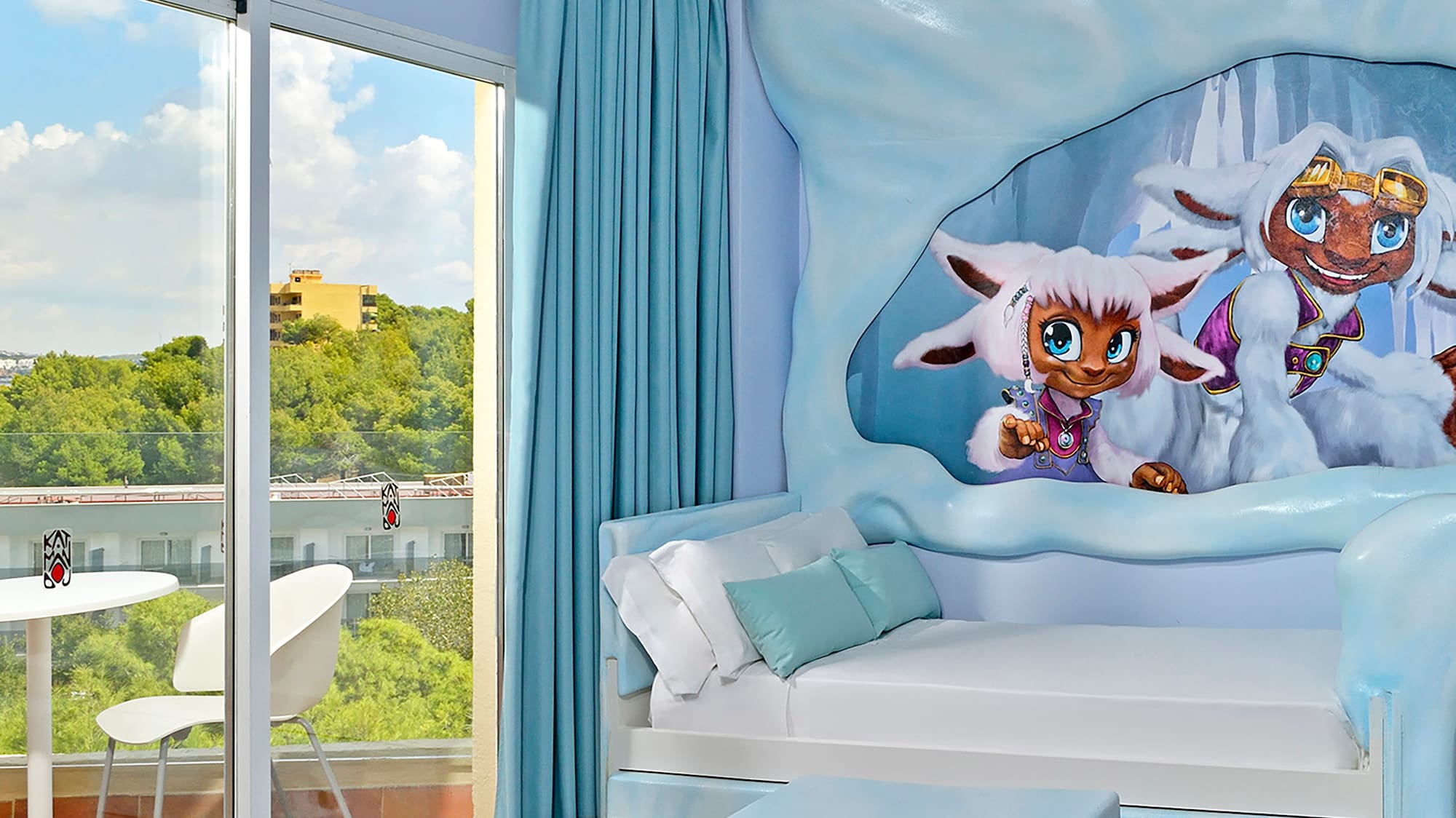 a room with a bed and a window