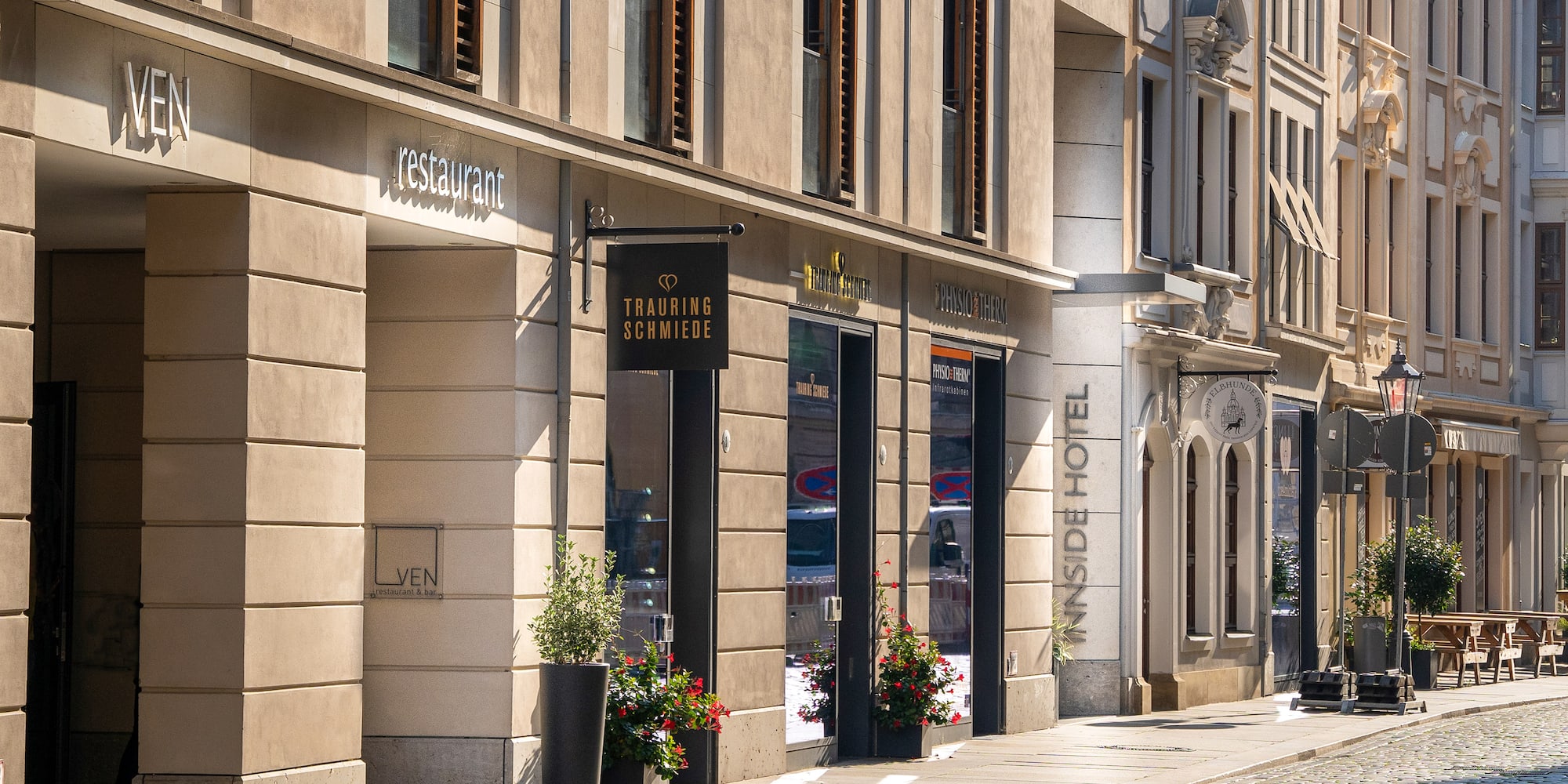 a building with signs on the side of it